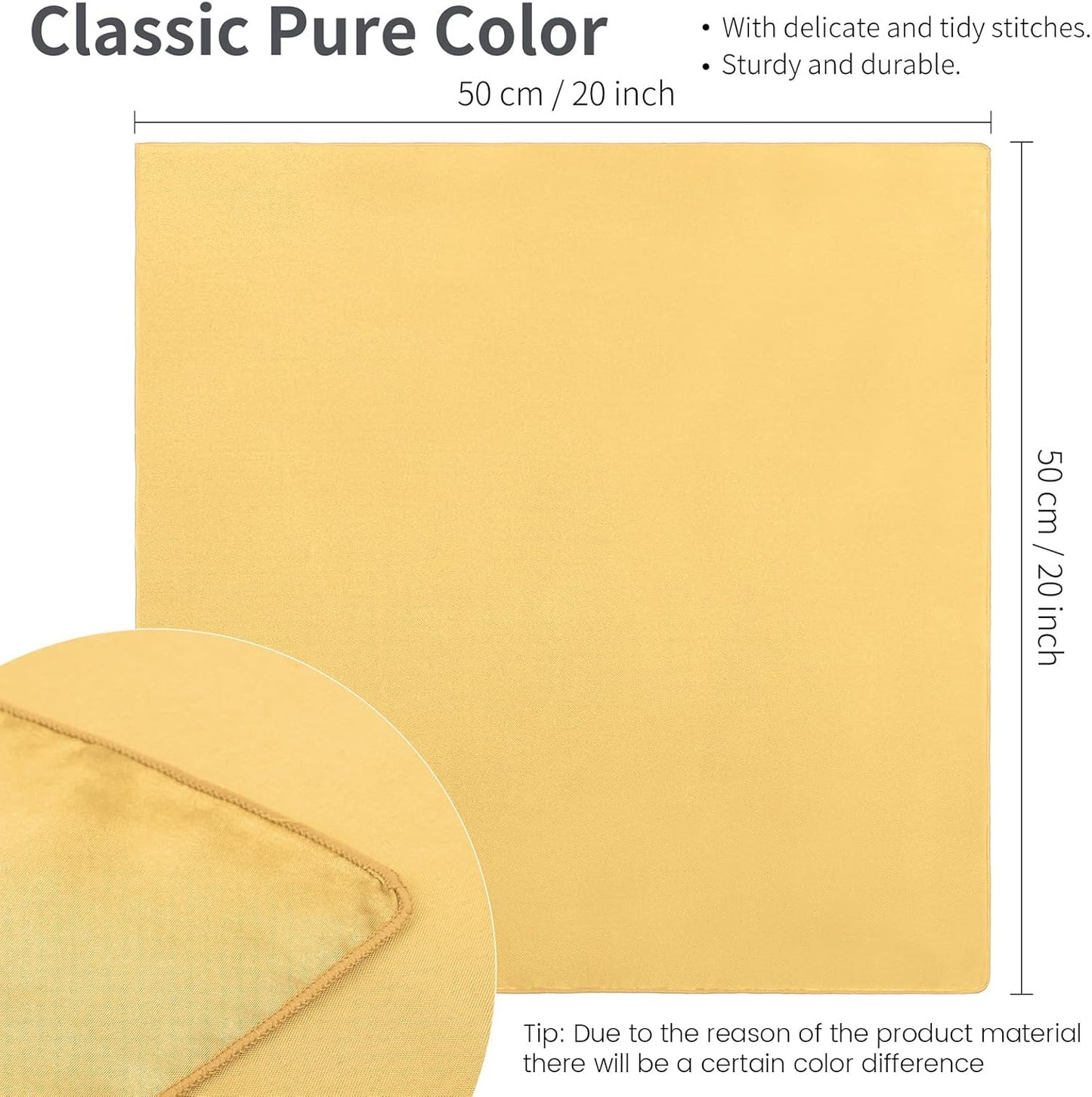 ANECO 16 Pack Square Satin Napkin Bright Silk Table Napkin Soft Smooth Fabric Table Napkin for Wedding Banquet Party Decoration, Gold, 20 x 20 Inch