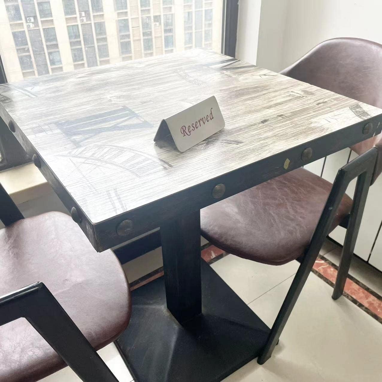 Metal Place Cards Stackable Tent Style Table Numbers,Place Card Holders for TRPG Wedding Party Restaurants Cafes Bars Gatherings Meeting Room Board Games (Red, Large Reserved 2pcs)