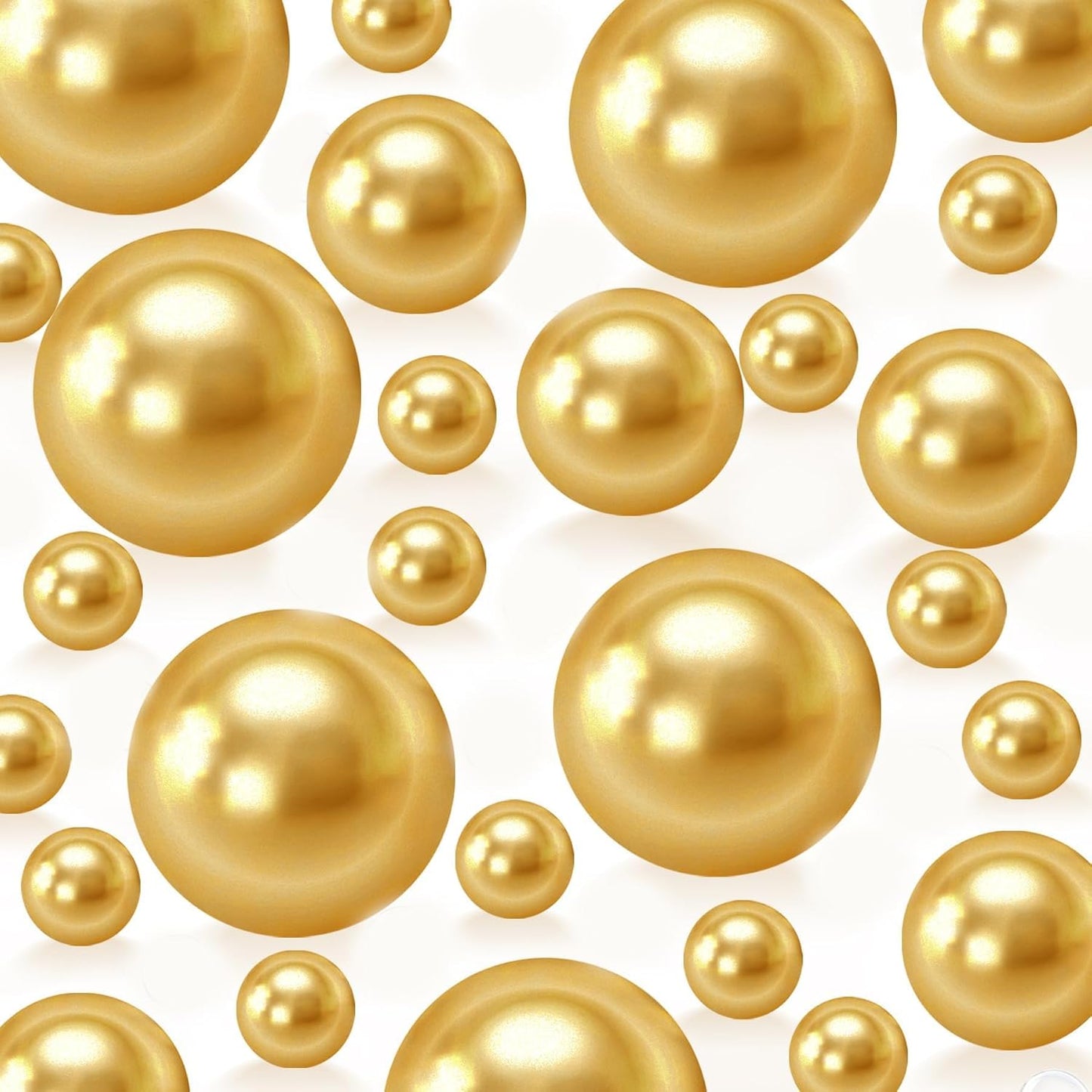 300Pcs Gold Polished No Hole Faux Pearl Beads for Vase Filling Decorations, Plastic Pearls Vase Fillers, Table Scatters, Wedding Centerpiece, Home Decor, 8/14/20 mm