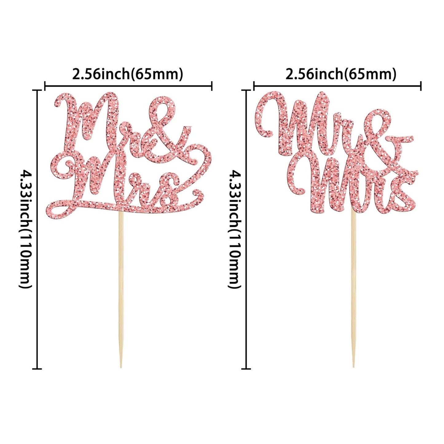 Gyufise Rose Gold Mr & Mrs Cupcake Toppers Love Cake Decorations for Wedding & Bridal Shower Party Supplies