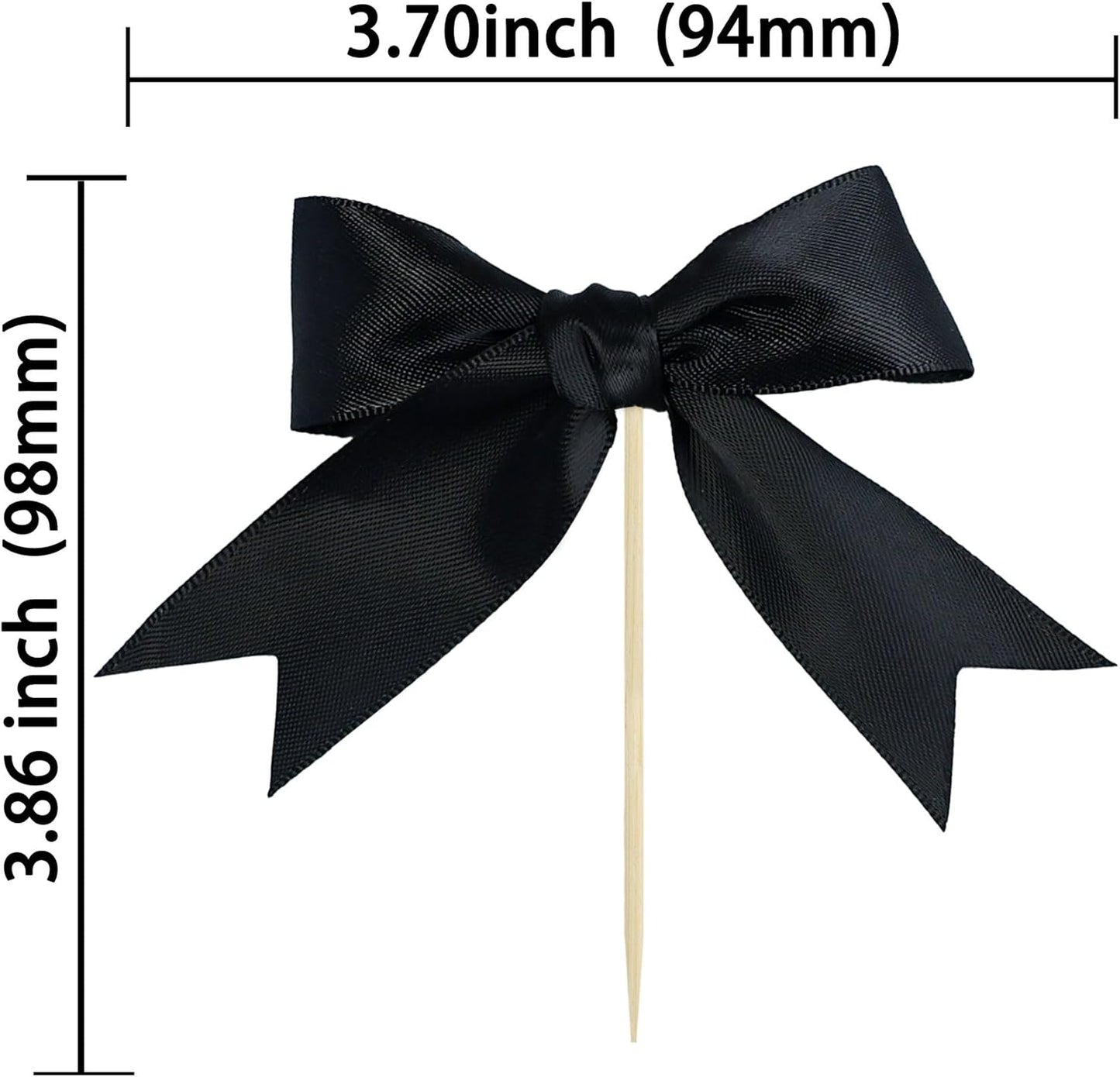 Gyufise 24Pcs Bow Cupcake Toppers Coquette Bow Girls Birthday Cake Decorations Bowknot Cake Toppers Bowknot Cupcake Picks for Baby Shower Birthday Wedding Bridal Engagement Party Supplies Black