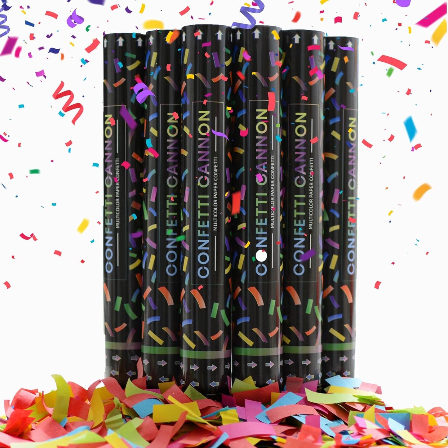 16 Inch [6 Pack] Biodegradable Confetti Cannon Party Poppers Party Supplies, Air Powered | Launches 20-25ft | Celebrations, New Year's Eve,Birthdays,Christmas and Weddings