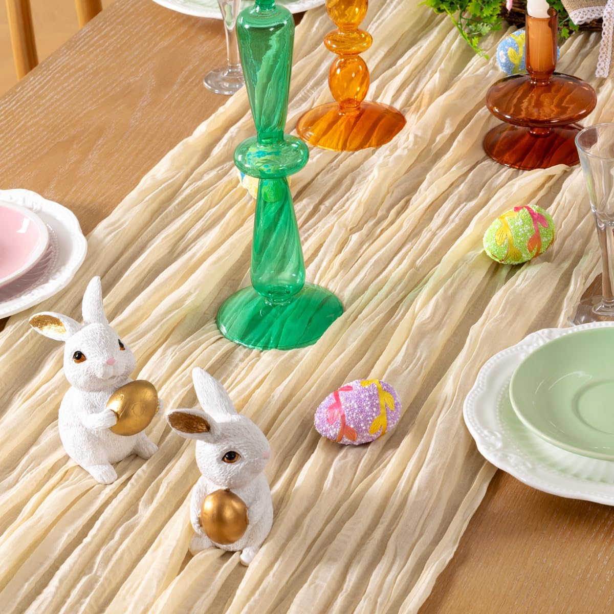 Beige Cheesecloth Table Runner 10 Pack Fall Table Runners 120 Inches Boho Gauze Cream Cheese Cloth Fall Table Decorations for Thanksgiving Wedding Bridal Baby Shower Garden Party Decor