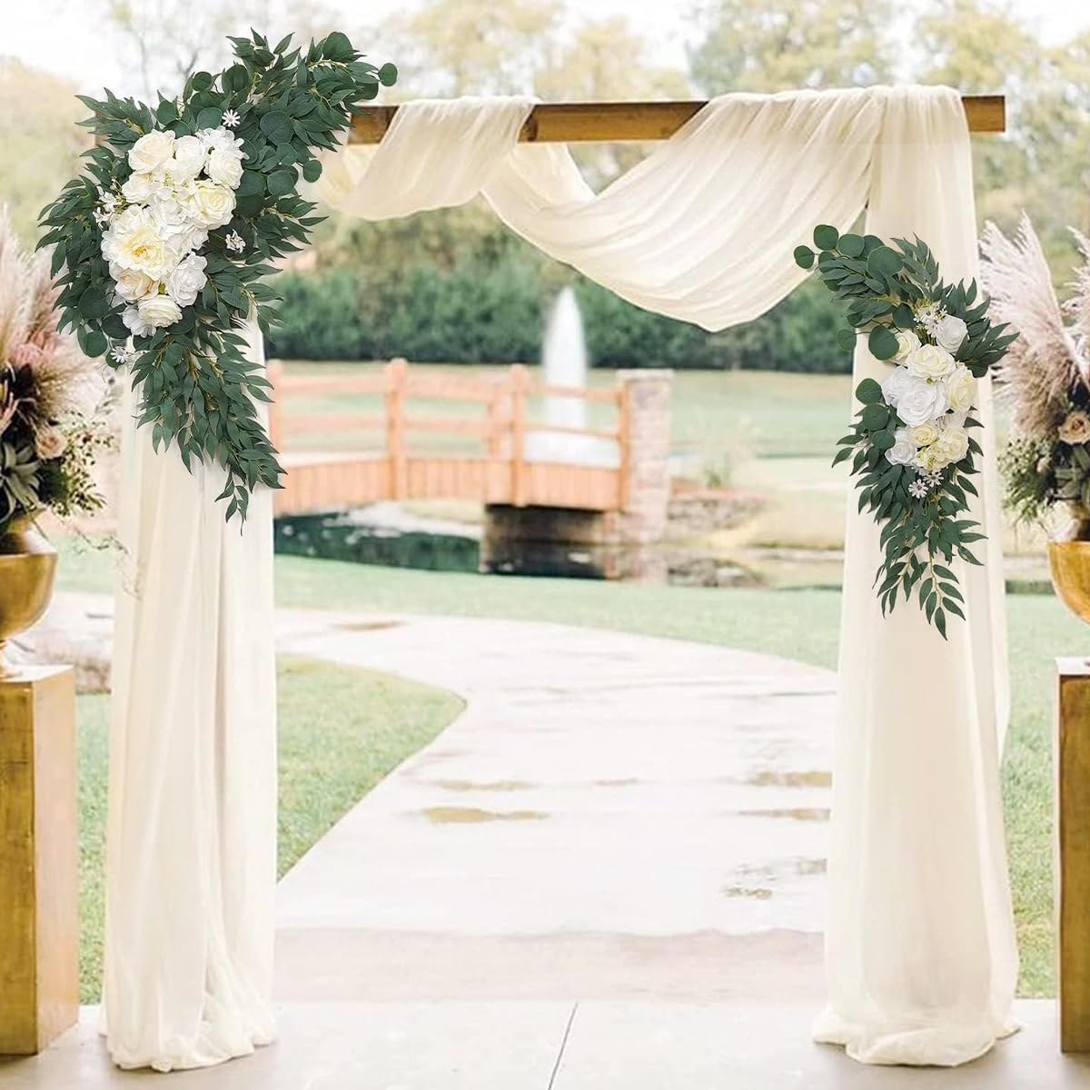 Ivory Wedding Arch Draping Fabric 29" x 20 FT White Drapes for Backdrop Sheer Curtains Wedding Drapes for Romantic Bridal Baby Shower Decorations Ceremony Birthday Party Fall Outdoor Events