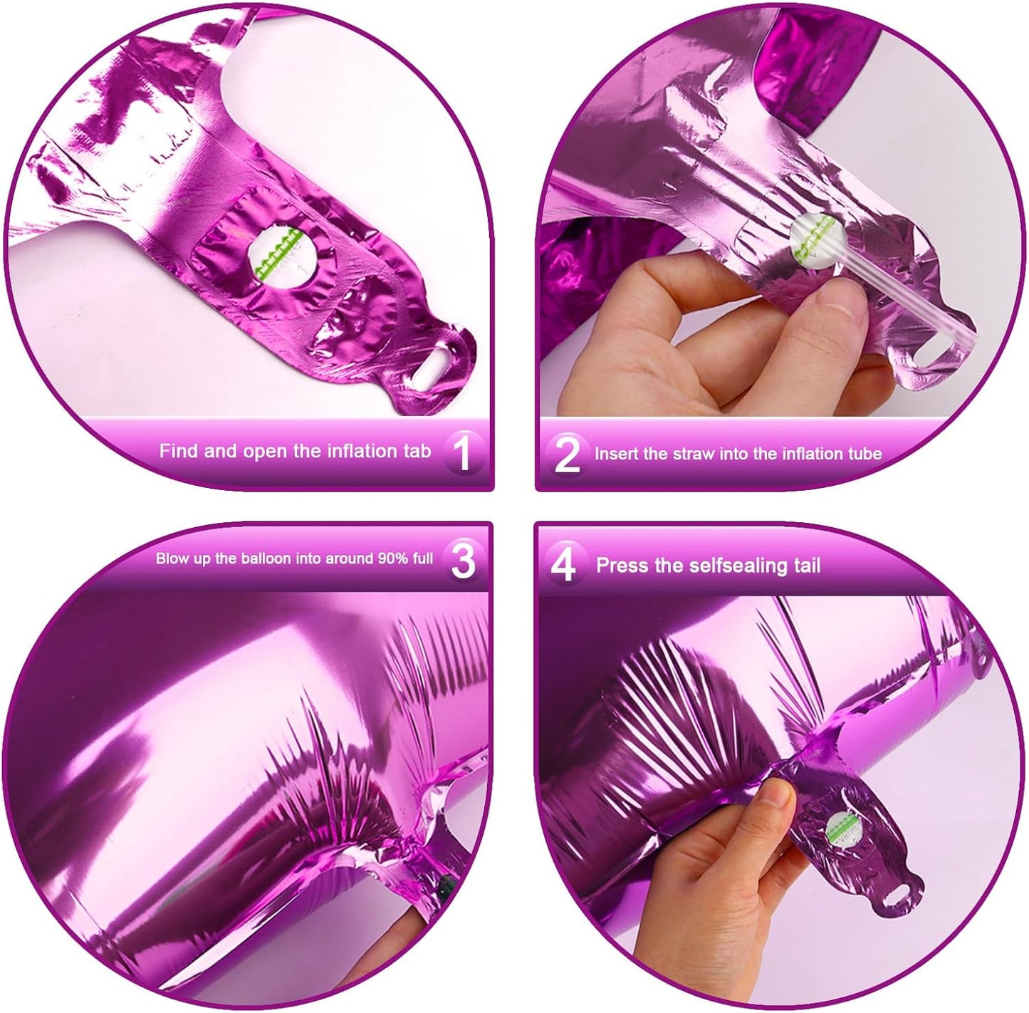 40 Inch Rosy Purple Large Number 4 Balloons, Giant Foil Number Four 14 24 34 40 44 Balloons, Rosy Purple Mylar Big Balloon for Anniversary Graduation Decorations