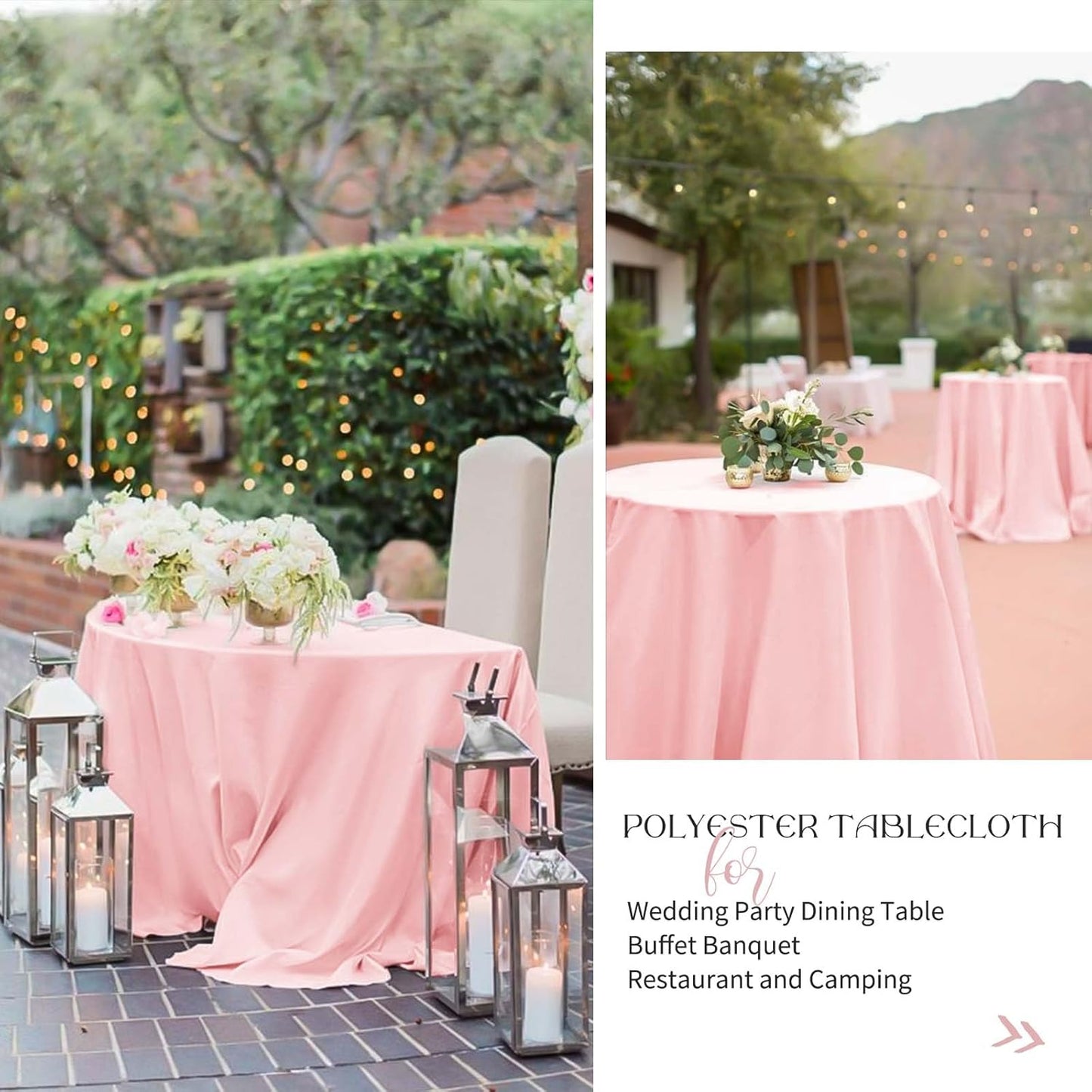 Fani 12 Pack 120 Inch Round Pink Polyester Tablecloths for Round Tables, Washable Table Cover for Wedding Party, Dining Table, Buffet, Banquet, Restaurant, Camping