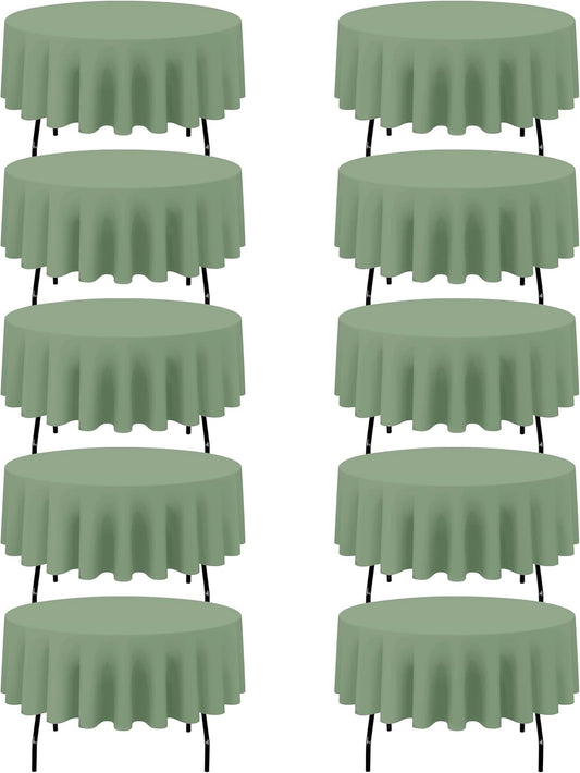 BRILLMAX 10 Pack Sage Green Round Tablecloths 90 Inch - Circle Bulk Linen Polyester Fabric Washable Table Cloth Cover for Wedding Reception Banquet Birthday Party Buffet Restaurant