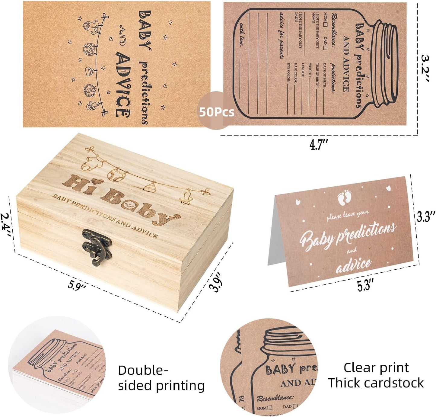 Baby Predictions and Advice Cards, Baby Prediction Card for Parents To Be, Baby Shower Advice Cards Keepsake Box, Baby Shower Game Gender Neutral Guessing Activities