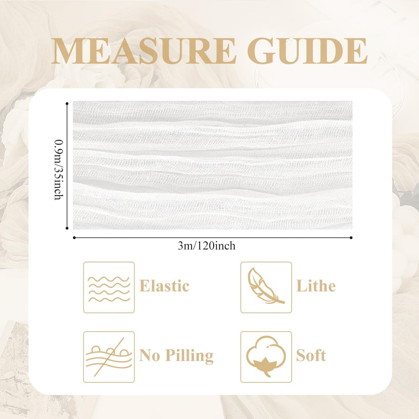 Asee'm 12pcs Cheesecloth Table Runner 120 Inches Long Ivory Boho Gauze Cheese Cloth Runner 10FT Rustic Sheer Table Runners for Christmas Wedding Party Baby Shower Spring Easter Decoration