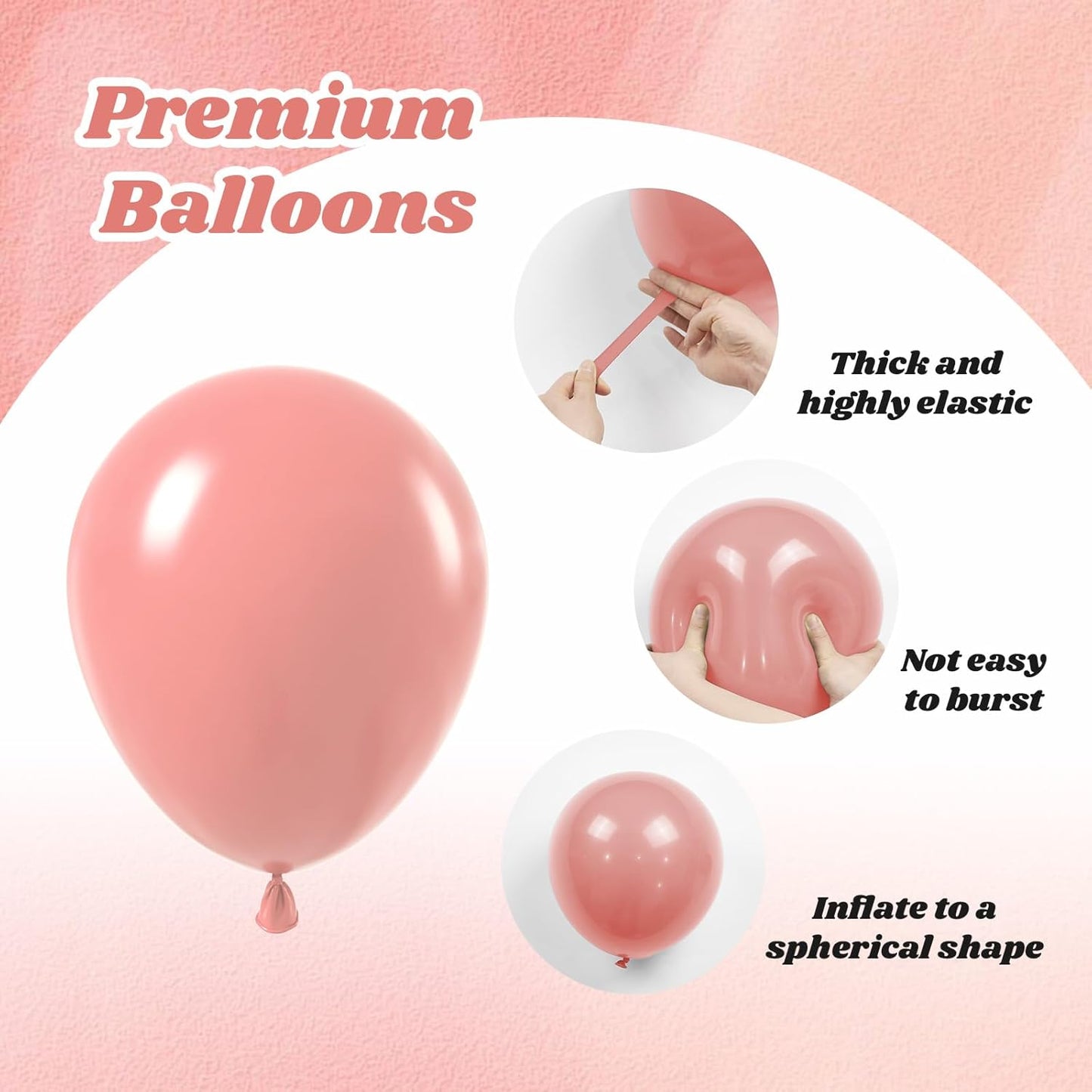 60pcs Dusty Pink Balloons, Blush Pink Dusty Rose Nude Ivory White Metallic Rose Gold Balloons for Boho Baby Shower Birthday Party Wedding Bridal Shower Party Decorations