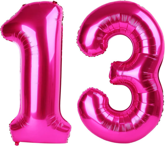 40 Inch Hot Pink 13 Number Balloon