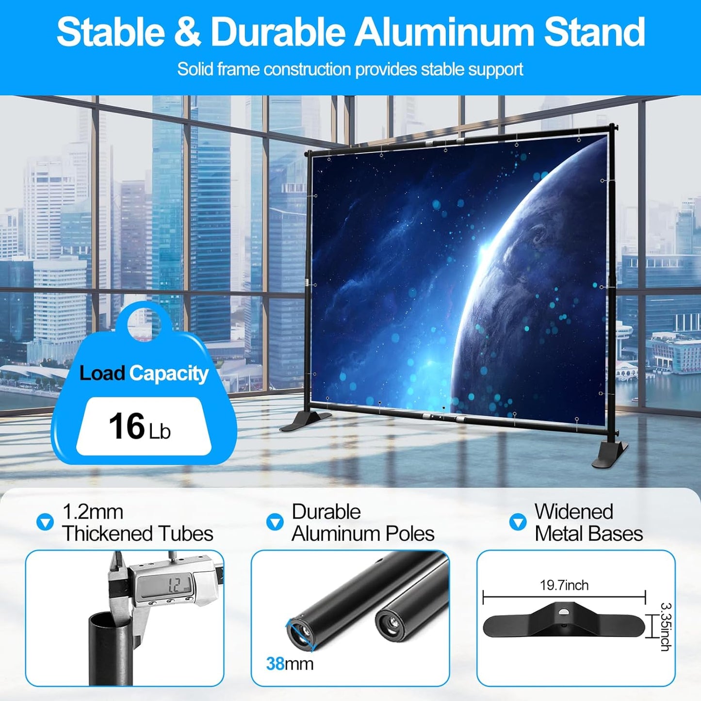 FUDESY 8x8 ft Backdrop Banner Stand, Heavy Duty Adjustable Background Stand Kit with Carrying Bag, Step and Repeat Photography Frame Stand for Trade Show Display Photo Booth Parties