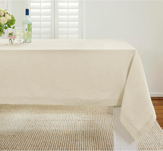 Solino Home Linen Tablecloth 52 x 52 Inch - 100% Pure Linen Birch Square Tablecloth - Fete, Machine Washable Table Throw for Fall, Autumn, Thanksgiving