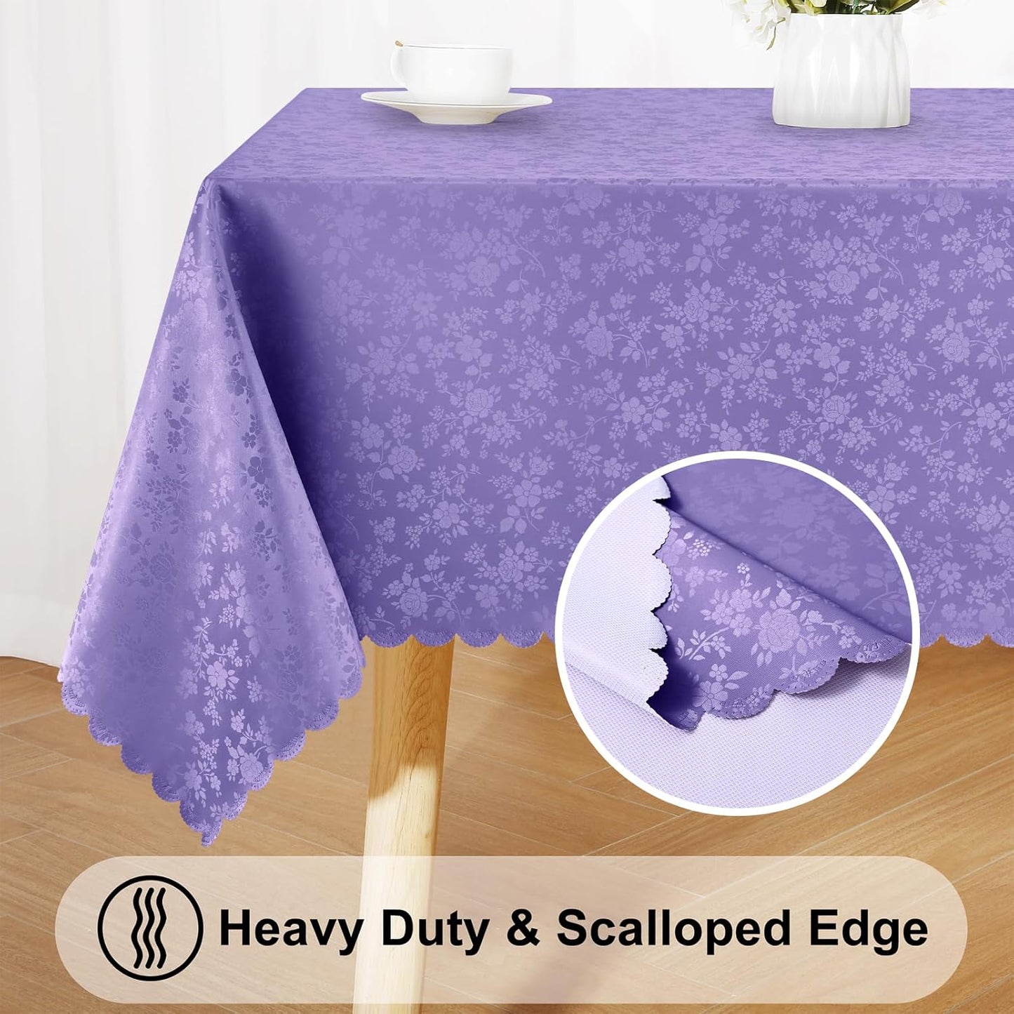 Smiry Rectangle Table Cloth, Waterproof Heavy Duty Vinyl Tablecloths, Wipeable Washable Table Cover for Kitchen and Dining Room (Purple, 60" X 84")