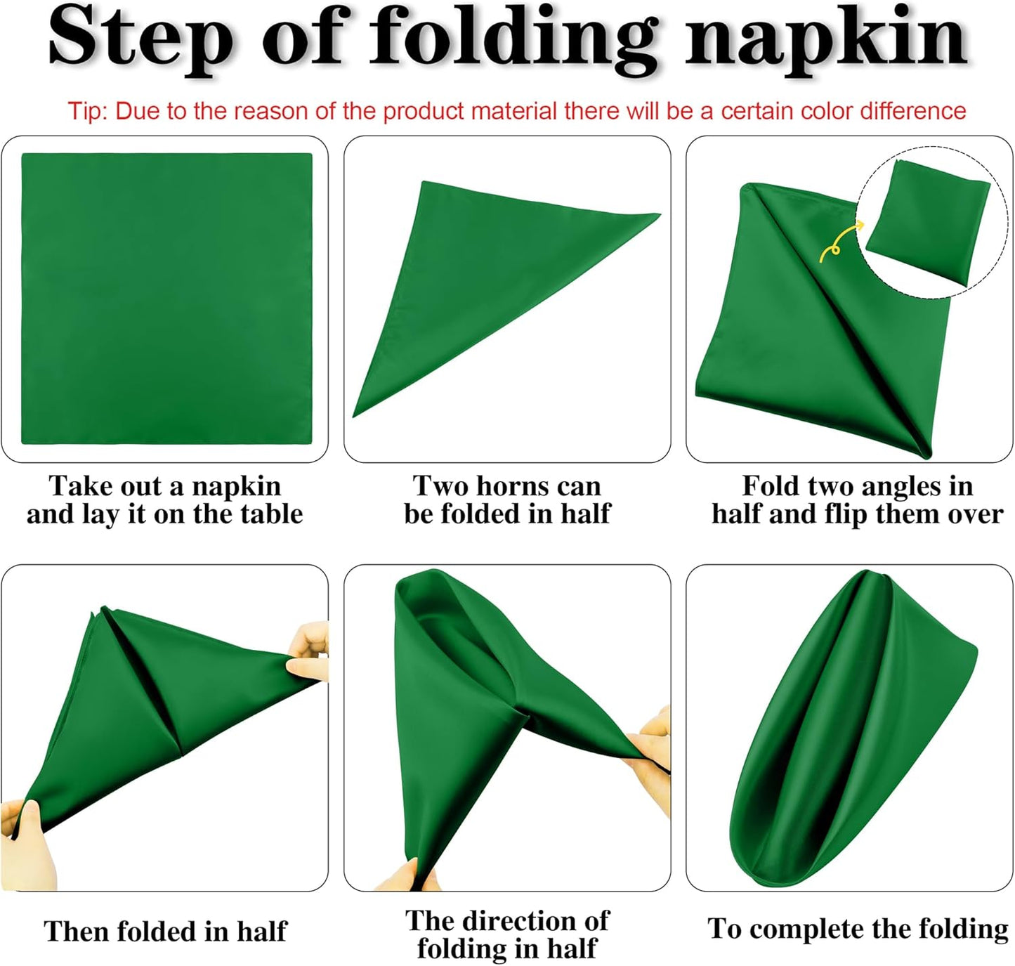 ANECO 12 Pieces Satin Napkins Soft Dinner Napkins Square Table Napkins 17 x 17 Inches for Restaurant Weddings Party Dinner Decoration(Forest Green)