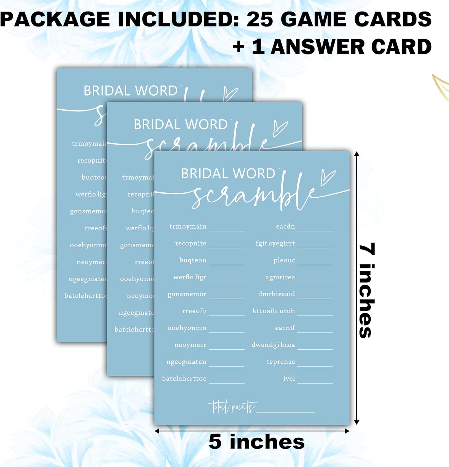 Minimalist Bridal Shower Games, 30 Light Blue Bridal Word Scramble Cards + 1 Answer Card, Wedding Bachelorette Engagement Party Supplies - A16