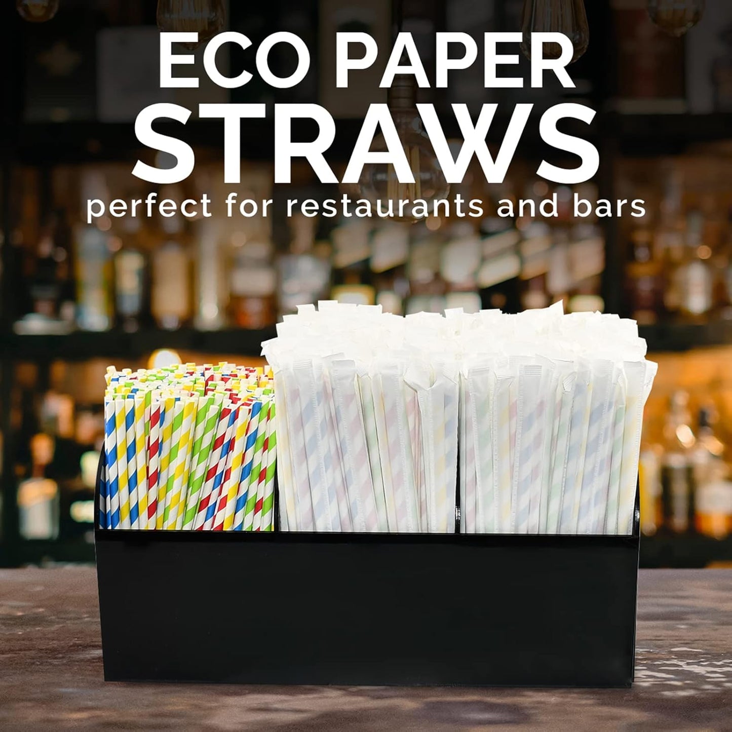 Disposable Paper Drinking Straws Bulk, Individually Wrapped - 7.75 Inch, Assorted Colors (Case of 1000)