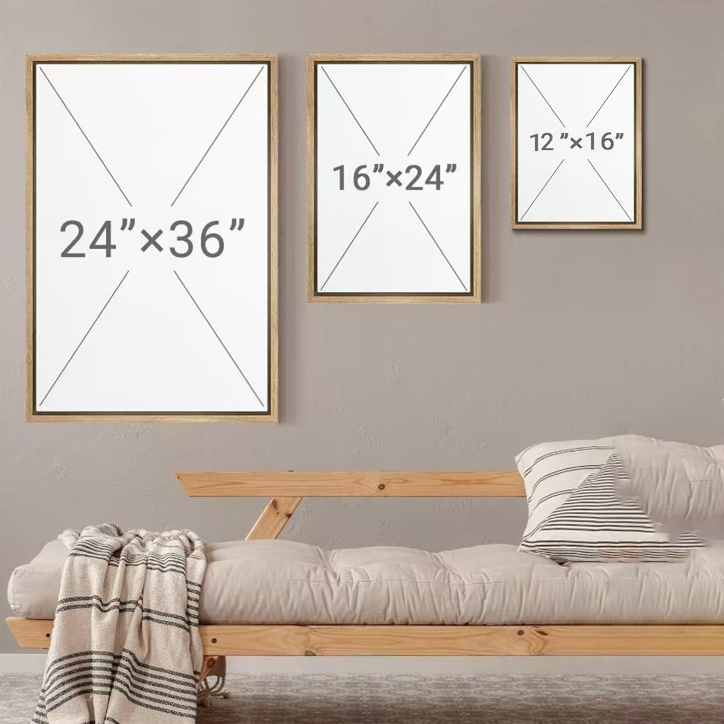 myusuar 3 Piece Large Modern Abstract Canvas Framed Wall Art For Living Room, Beige Minimalist Wall Art Decor Posters Prints For Bedroom Office, 24x36in