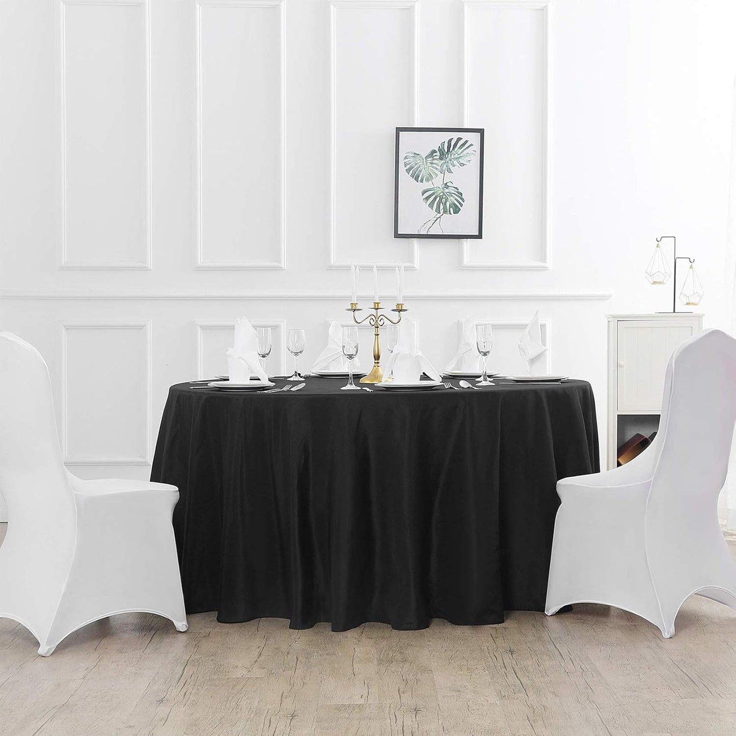 90 inch Round Tablecloth Washable Polyester Table Cloth Decorative Table Cover for Wedding Party Dining Banquet（90 inch,Black）