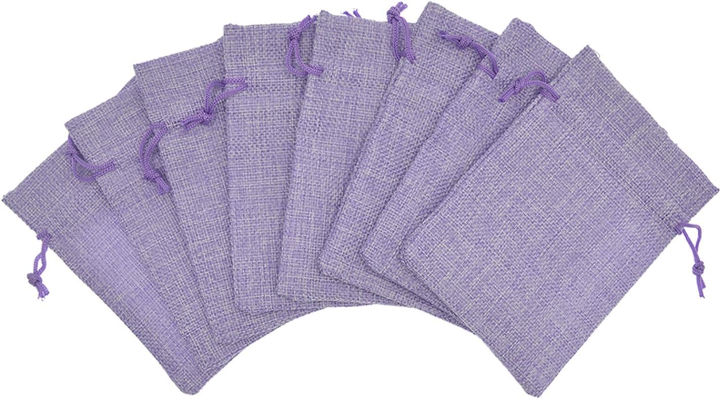 20Pcs Burlap Bags with Drawstring 2.7 x 3.5 Inch, Linen Small Party Favor Gift Bags Jewelry Pouches Sachet Sacks for Wedding, DIY Craft (Light Purple)