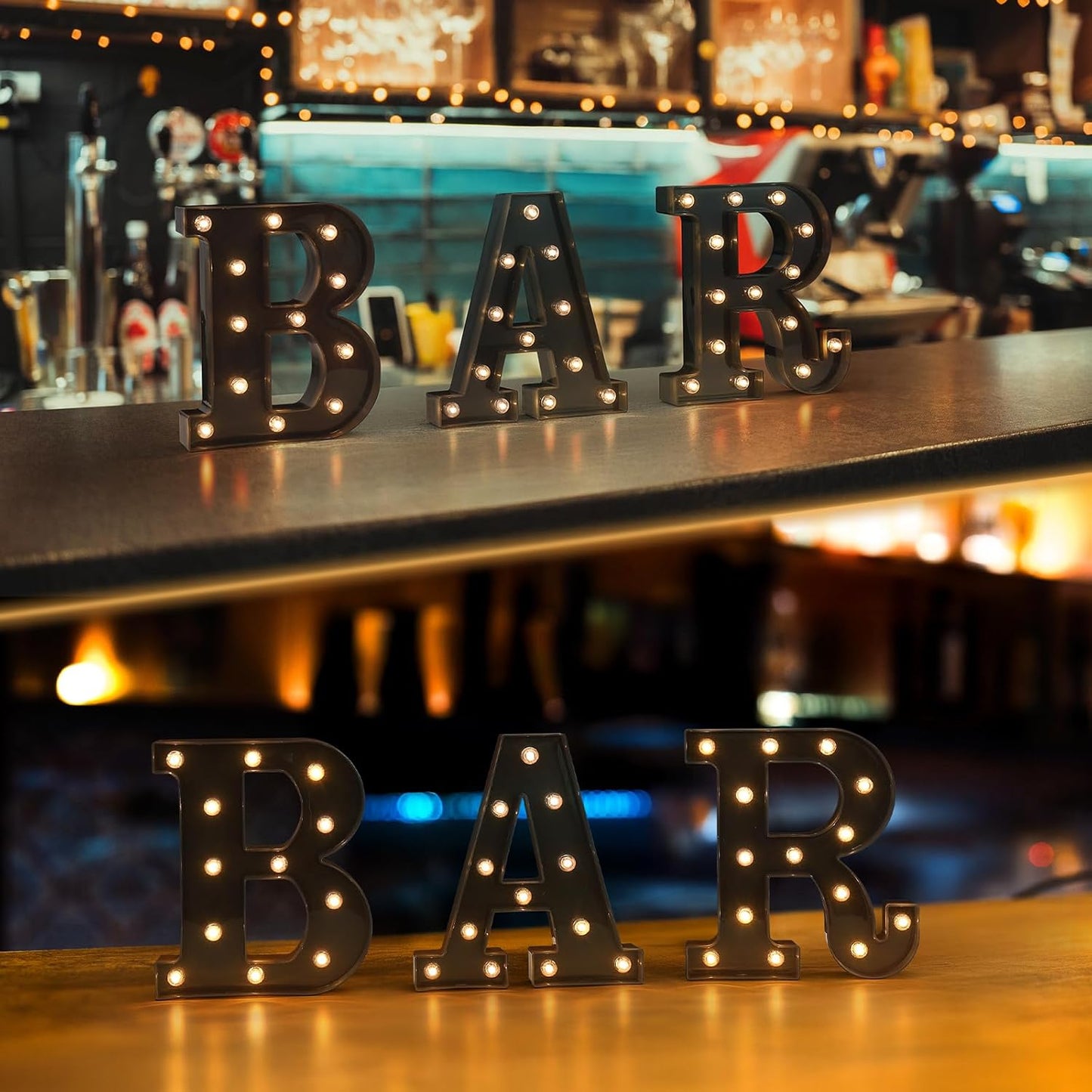 Foaky Black LED Letter Lights for Room Decor - Bedroom Wall Decor, Alphabet Lights for Home, Wedding, Party - Battery Operated （C）