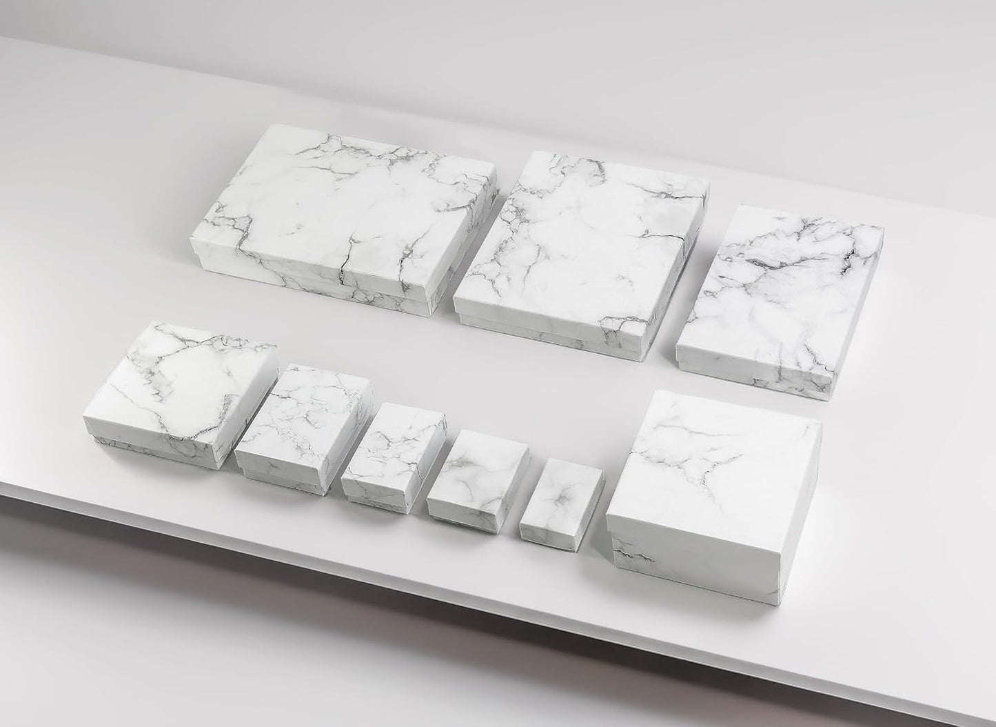 TheDisplayGuys - 25-Pack #53 Kraft Paper Cardboard Gift Boxes/Jewelry Cases w. Cotton Padding & Lid - Marble White - (5.4" x 3.9" x 1.0")