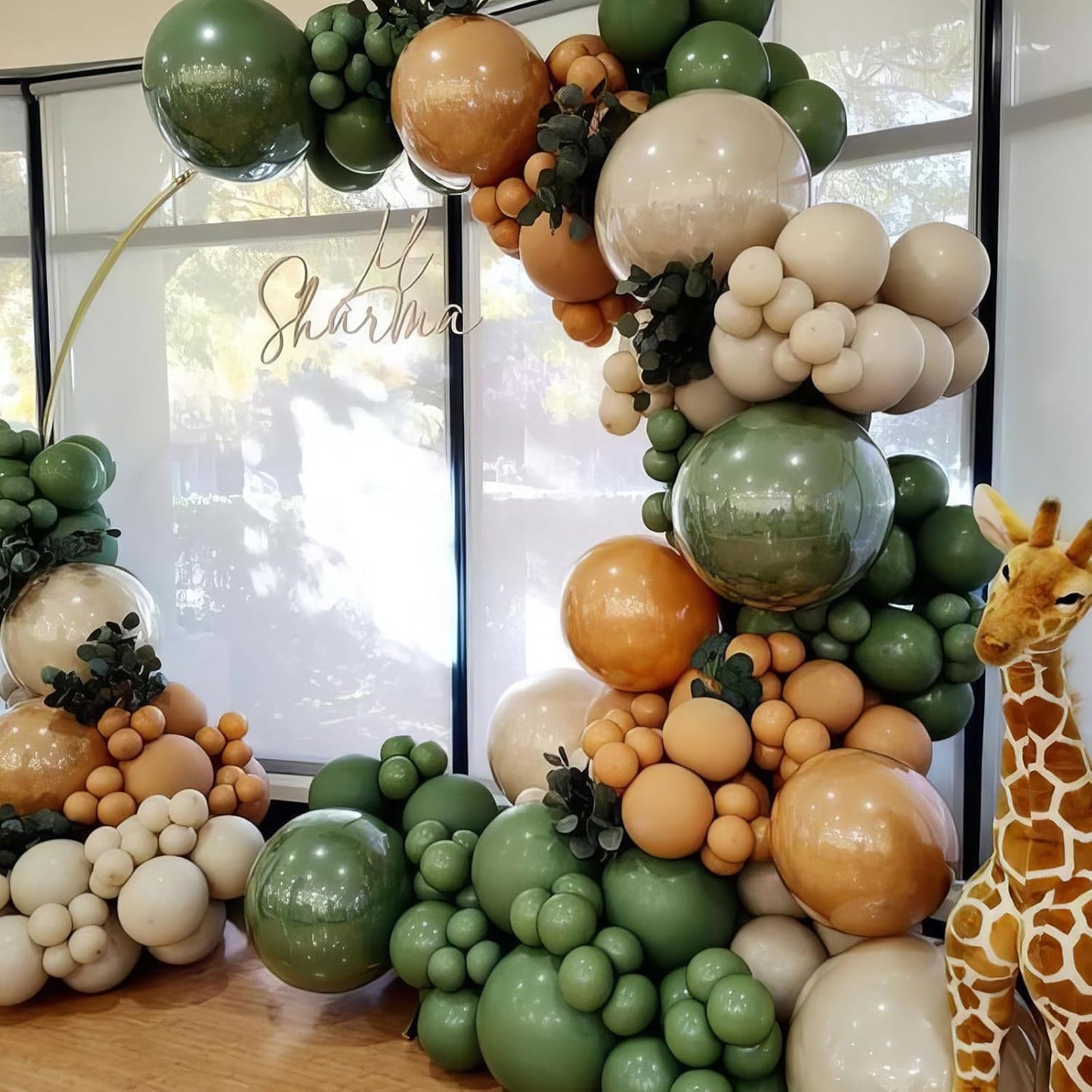 Sage Green and Brown Balloons, 50pcs Green Brown White Balloons, Coffee Beige Ivory Sand White Yellow Balloon for Birthday Baby Shower Forest Safari Jungle Theme Party Wedding Decoration Supplies