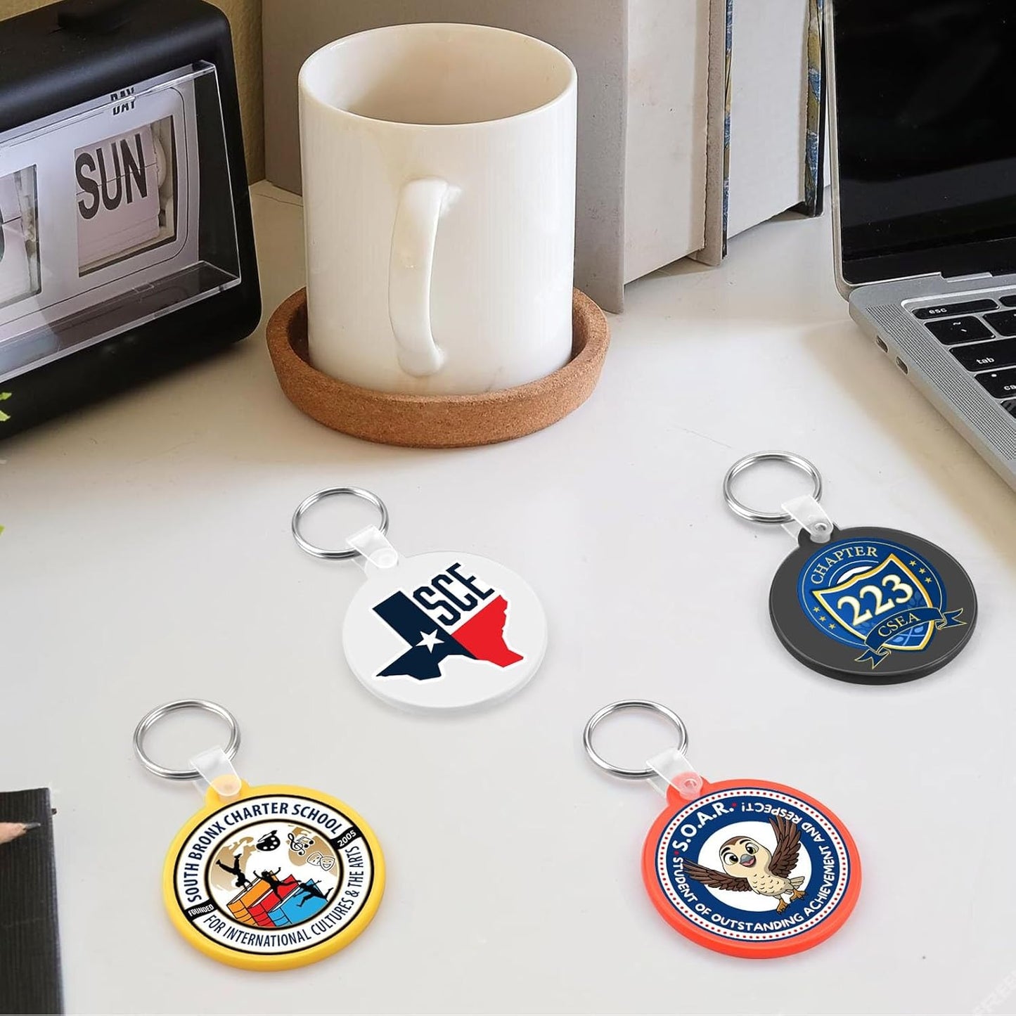 Custom Round Soft Keychains 400 Pack, Personalized Logo, Text Bulk - Perfect for Tradeshows, Party Favors, Events - Customizable Key Tags