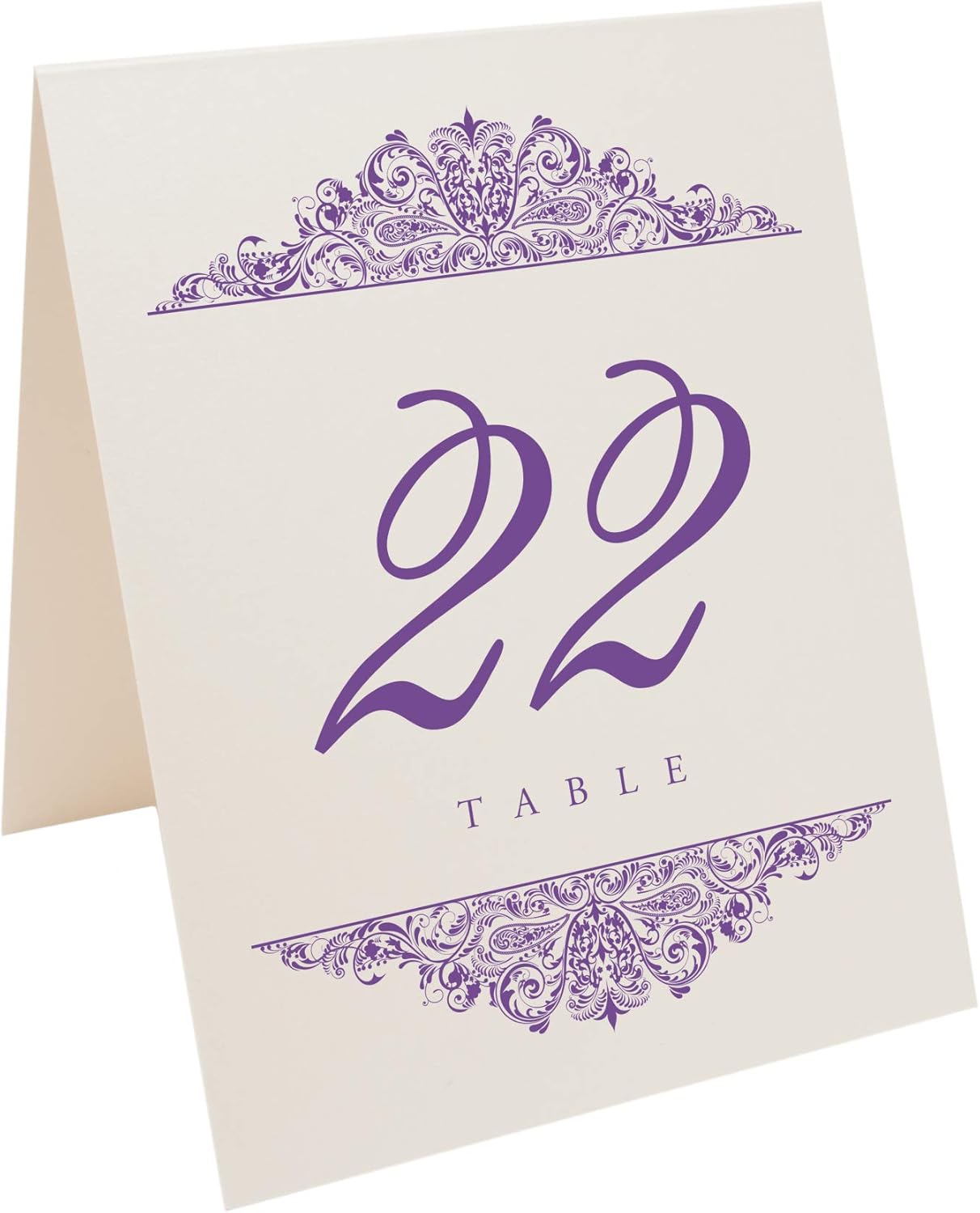 Paisley Wedding Table Numbers (Select Color/Quantity), Champagne, Purple, 1-10, Double Sided, Tent or Use in a Stand, Great for Parties & Restaurants - Made in the USA