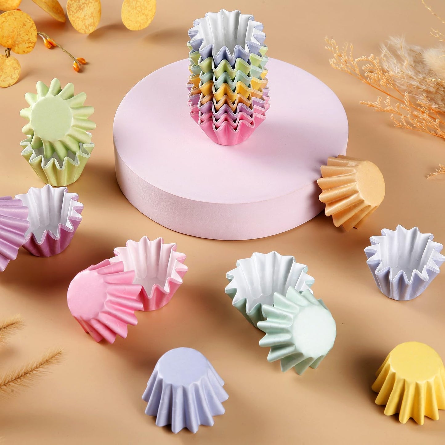 Quera 240 Pcs Grease-Resistant Mini Cupcake Liners Rainbow iridescence Heavy Duty Paper Muffin Baking Cups for Wedding Birthday Party Baby Shower(1.18 x 1.18 in)