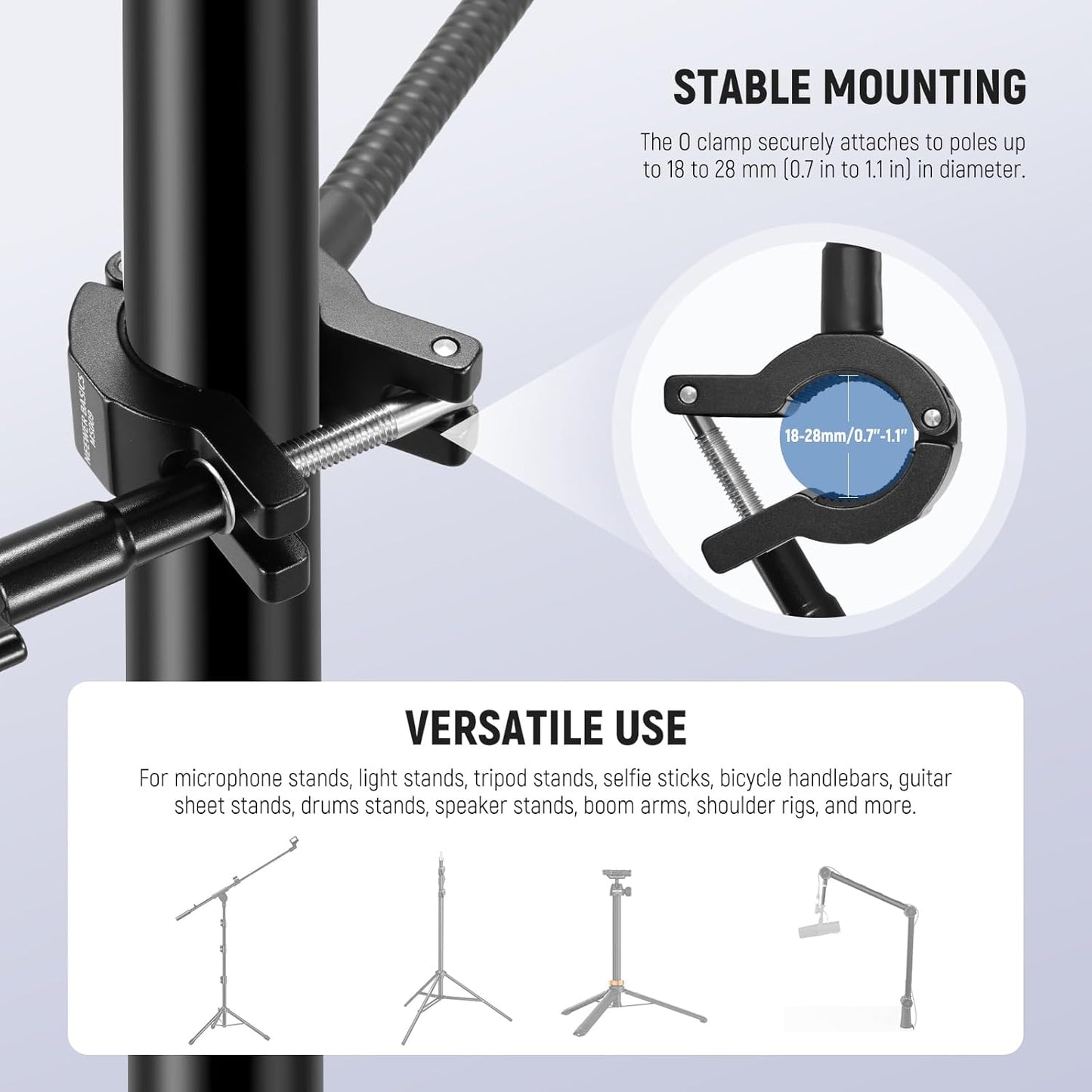 NEEWER BASICS Mic Stand Phone Holder with Flexible Arm, 360° Ball Head Boom Arm Microphone Floor Music Stand Cell Phone Mount Compatible with iPhone Android Samsung Video Recording, MS009