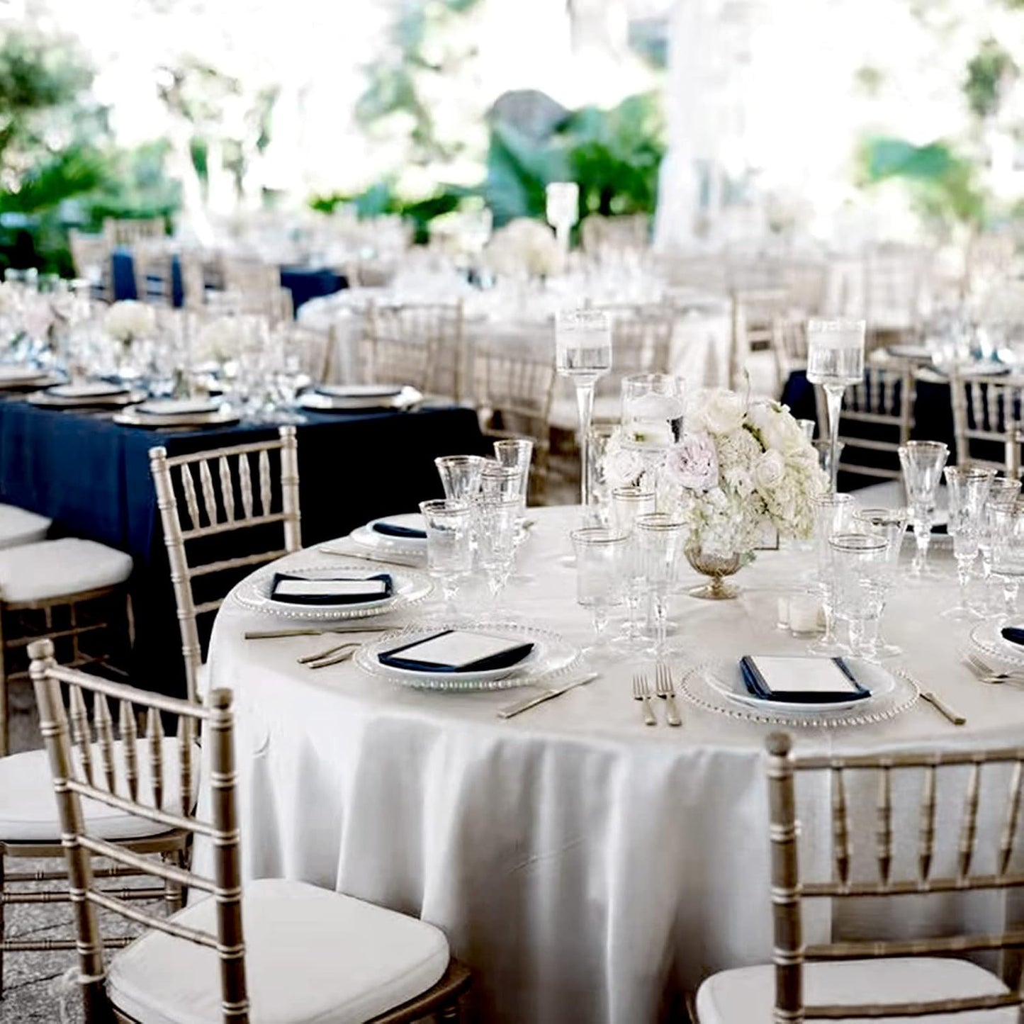 fani 6 Pack 120 Inch Sliver Round Tablecloth - Premium Silky Satin Tablecloth Overlay Smooth Fabric Table Cover Linens, Table Decoration for Wedding Party Banquet Events Restaurant Kitchen Dining