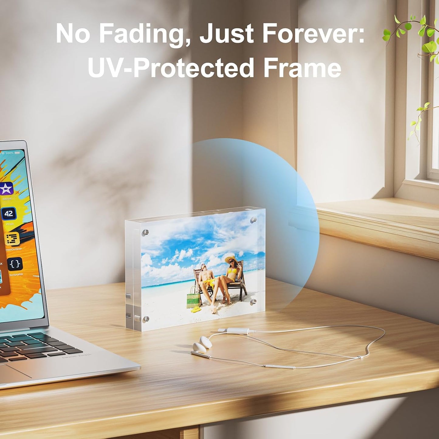 2 Pack 4x6 Acrylic Picture Frames - 20% Thicker Double Sided Magnetic Frame with UV Protection - Freestanding Clear Frameless Display for Tabletops - Modern Photo Frame Set for Home & Office Decor