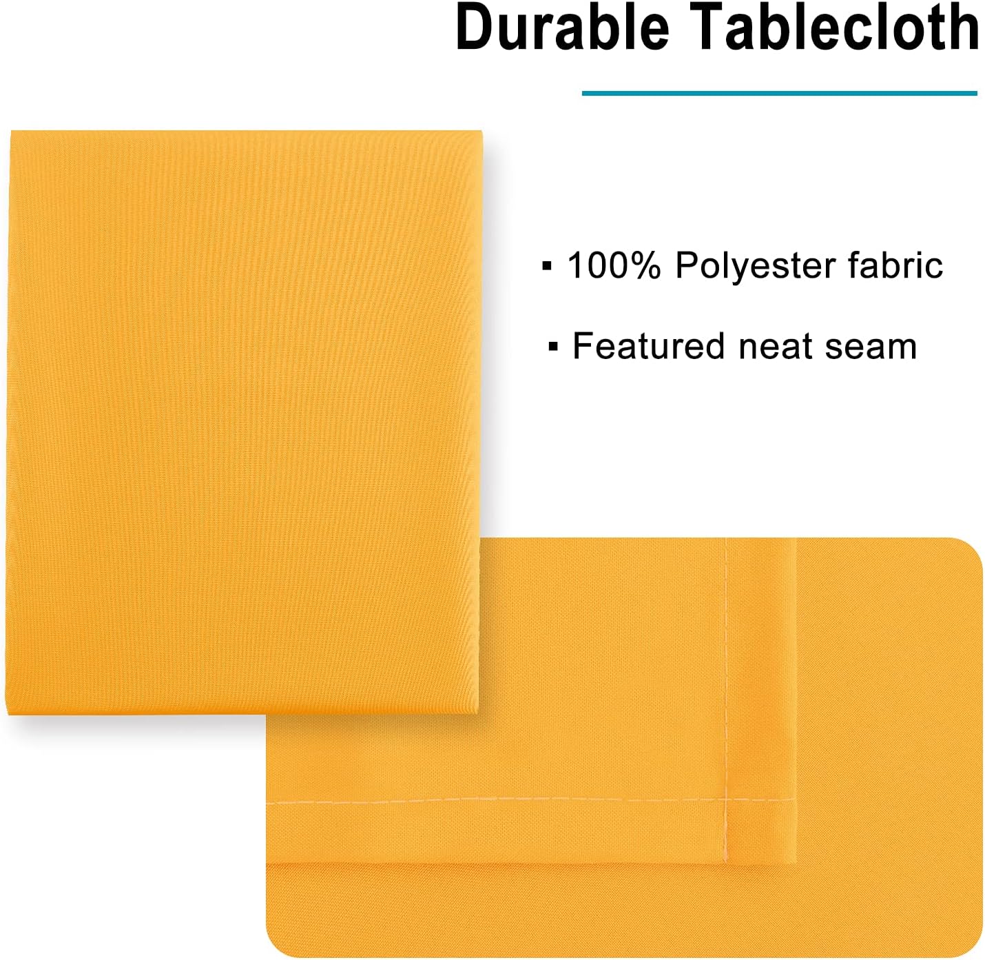 Hiasan Solid Square Tablecloth - Waterproof and Spillproof Washable Table Cloth for Dining Tables, Orange Yellow, 54 x 54 Inch