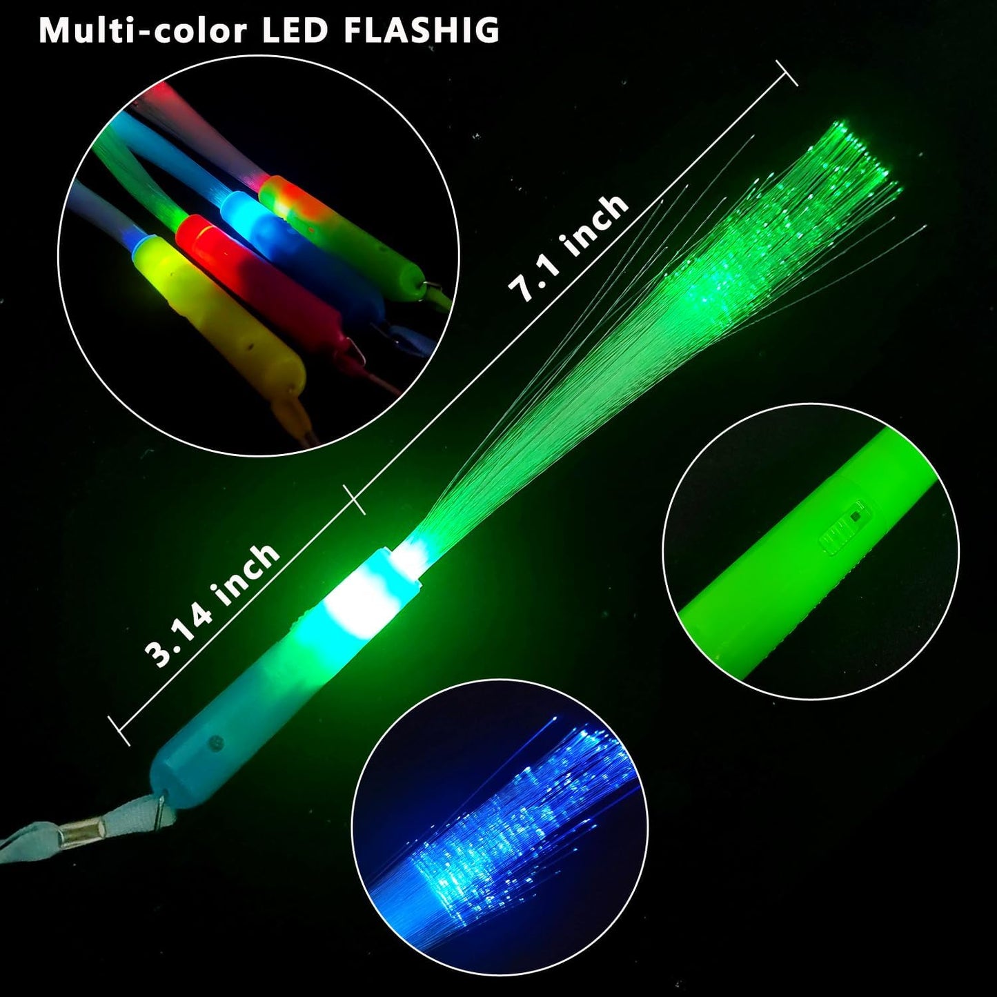 OceanWings Glow Fiber Optic Wands,Halloween Glow Sticks Bulk Party Pack,Glow in the dark Party Supplies Favor Flashing Light Up Sticks for Birthday Holiday Party Wedding Halloween Christmas(100)