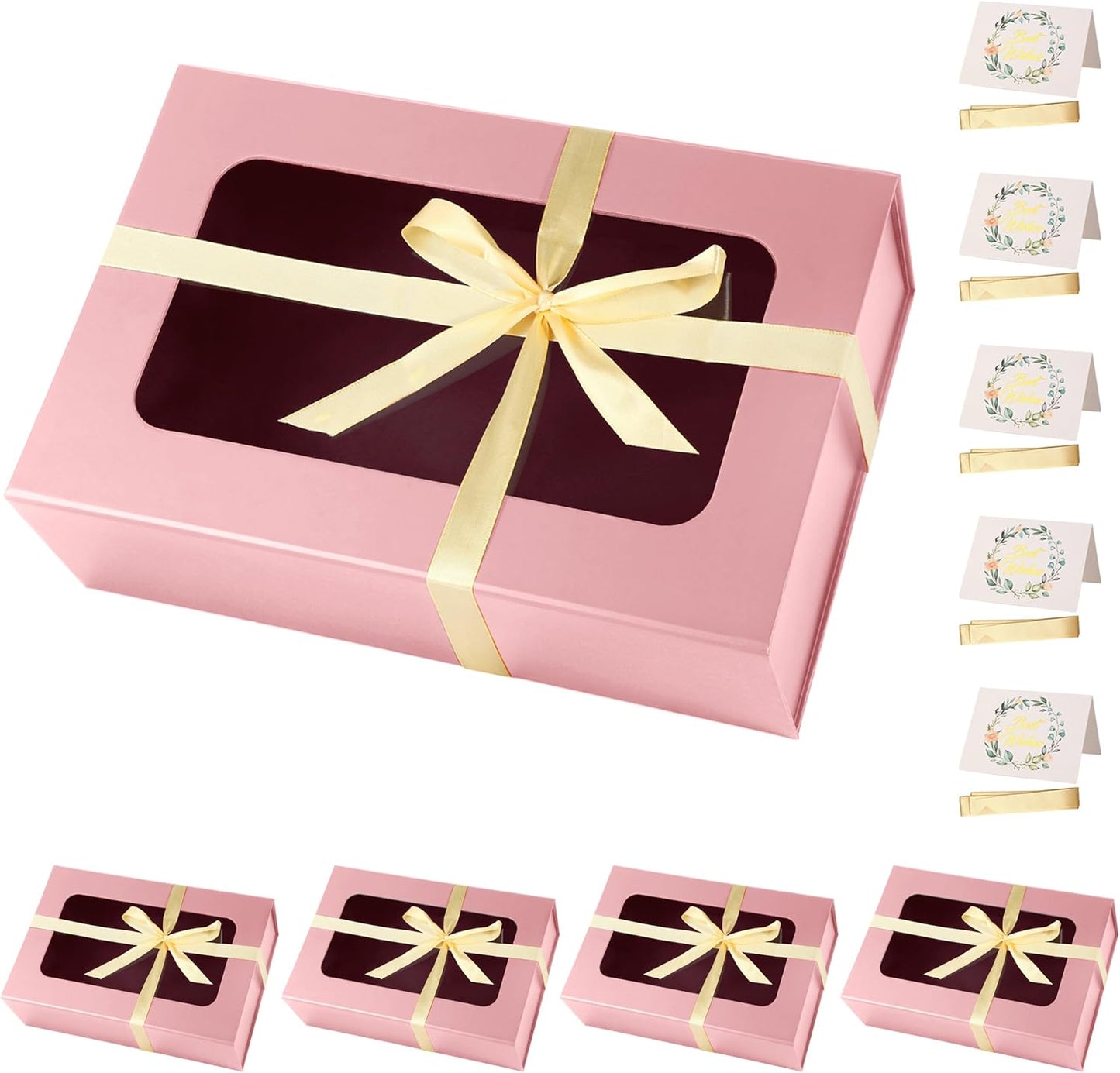 Pink Large Gift Boxes with Window, 13.5"x9"x4.3" Bridesmaid Boxe for Gift Giving,Birthday Gift Box with Magnetic,Closure Lid Gift Boxes for Presents,Cute Boxe,Luxury for Gift Packaging,Gift Box for Wrapping Gifts