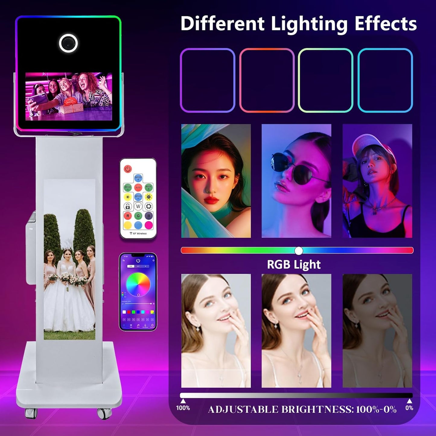 Portable Photo Booth with 15.6''and 29''LCD Touch Screen Selfie Photobooth Machine for Events Wedding Party Rental Christmas Flight Case (Machine+Camera)