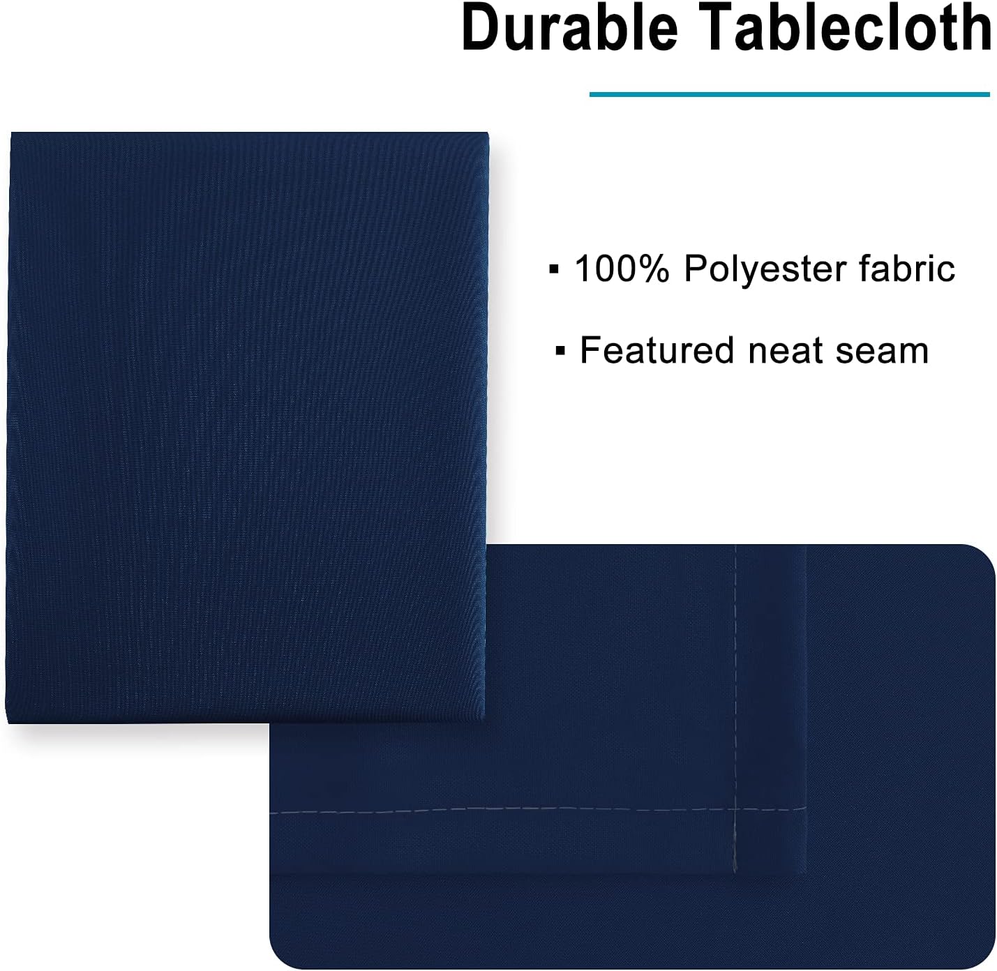 Hiasan Navy Blue Tablecloth for Rectangle Tables - Waterproof and Spillproof Washable Fabric Table Cloth for Dining Room Kitchen Party, 60 x 84 Inch