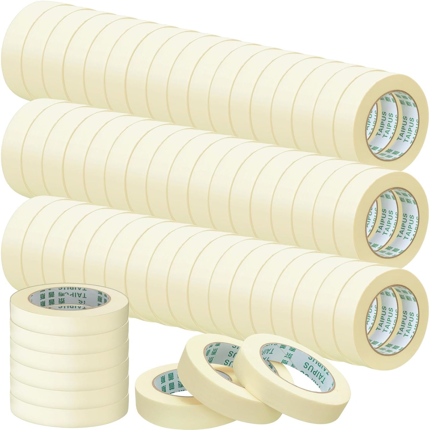 Masking Tape Bulk General Purpose Masking Painting Tape 55 Yards for Painting Home Office School Stationery Arts Crafts Basic Use, Easy Removal(60 Rolls,1 Inch)