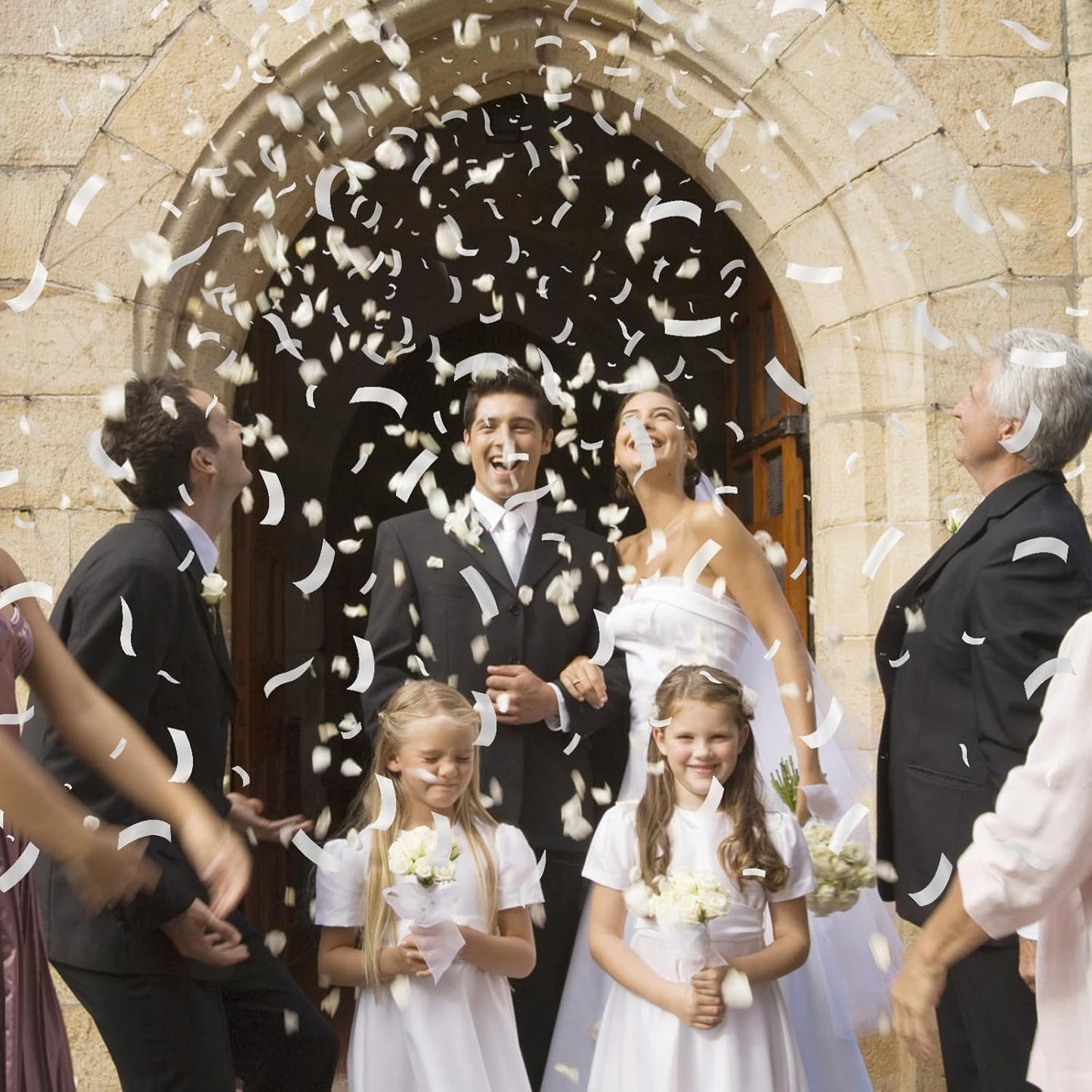 White Confetti Poppers,Rice Paper For Wedding,Biodegradable Cannon,6Pack Biodegradable Confetti Party Shooters Air Power, Party For Lawns Wedding,Birthday,Outdoor Celebrations