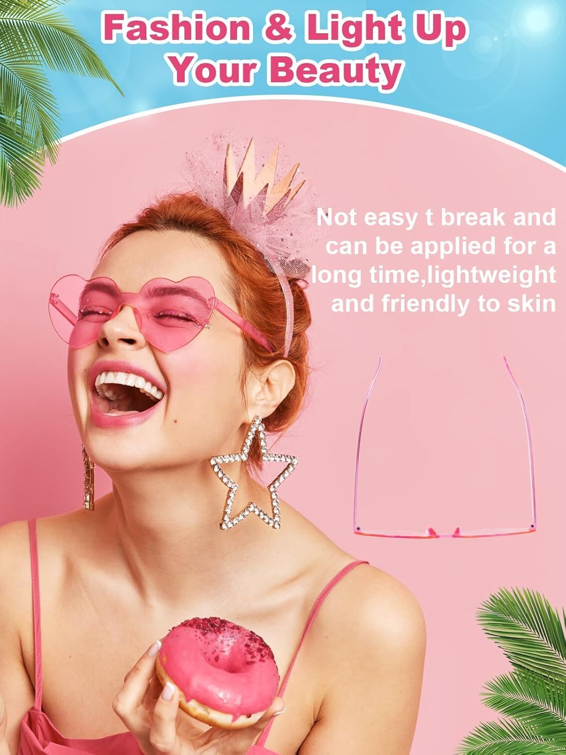 12 Pairs Heart Shaped Sunglasses for Women Colorful Glasses Fun Trendy Transparent Heart Sunglasses Party Favor (1 Pair-Pink)