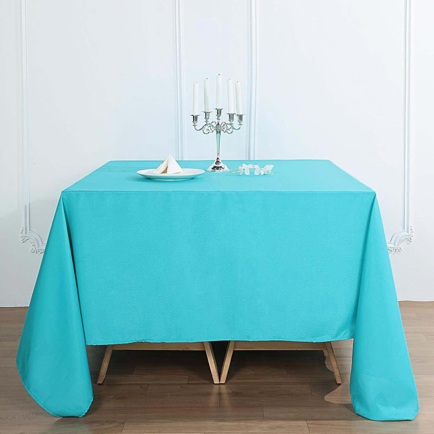 Efavormart 90" Turquoise Wholesale Linens Polyester Square Linen Tablecloth for Kitchen Dining Catering Wedding Birthday Party
