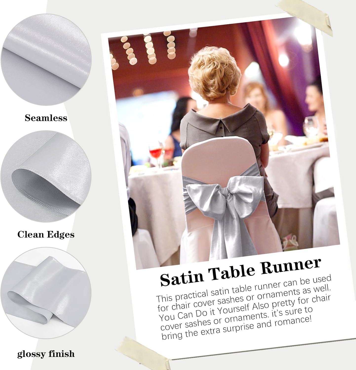 10 Pack Satin Table Runner 12 x 108 Inch Long Silver Silk Table Runner for Wedding Party Banquet Birthday Decoration