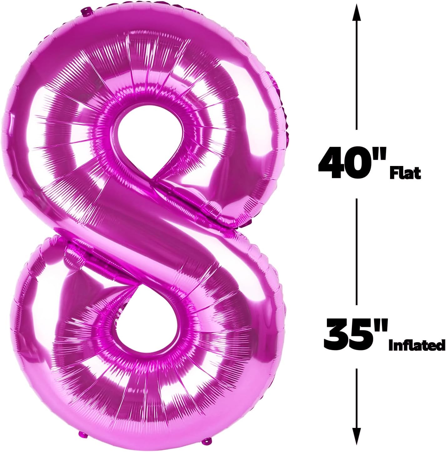 Helium Foil Rosy Purple Number 8 Balloon 40 Inch, Mylar Eight Numbers 8 18 28 38 48 58 80 88 Birthday Balloons, Rosy Purple Women Men Anniversary Graduations Party Supplies