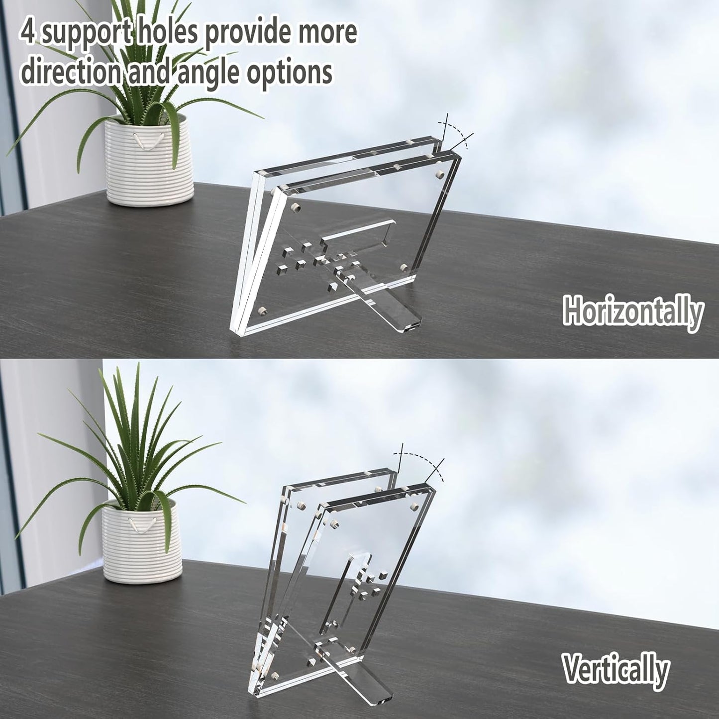 HELPLEX Picture Frames, 1 Pack 4x4 inch Acrylic Picture Frame Clear 4 x 4 Photo Frames Magnetic Picture Frames Ready for Tabletop Display, Effectively Protect Photos from Fading and Yellowing