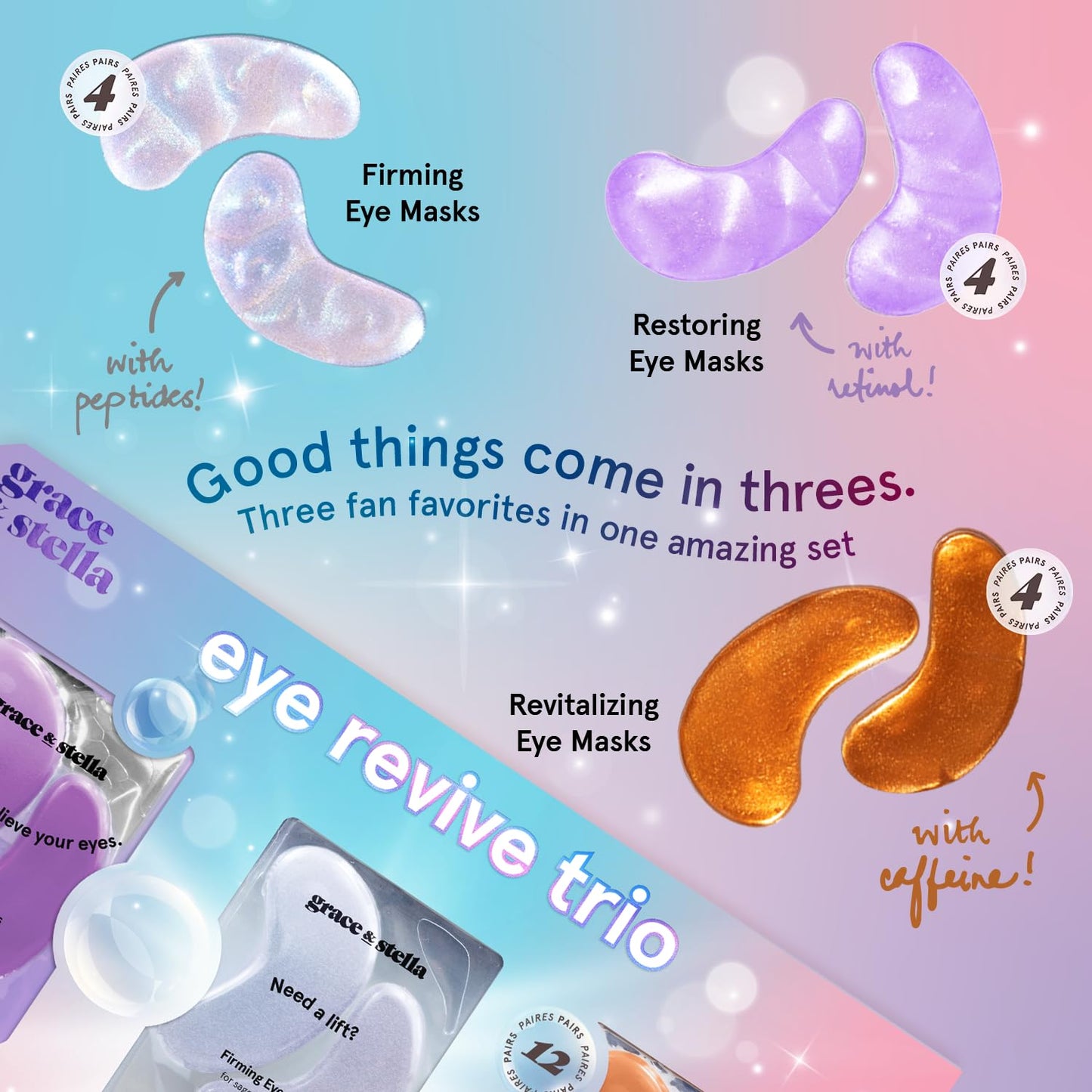 grace & stella Under Eye Patches (12 pairs) Eye Masks for Dark Circles and Puffiness - Stocking Stuffers for Women, Christmas Gifts, Birthday Gifts, Bachelorette Party Favors, Bridesmaid Proposal Gift