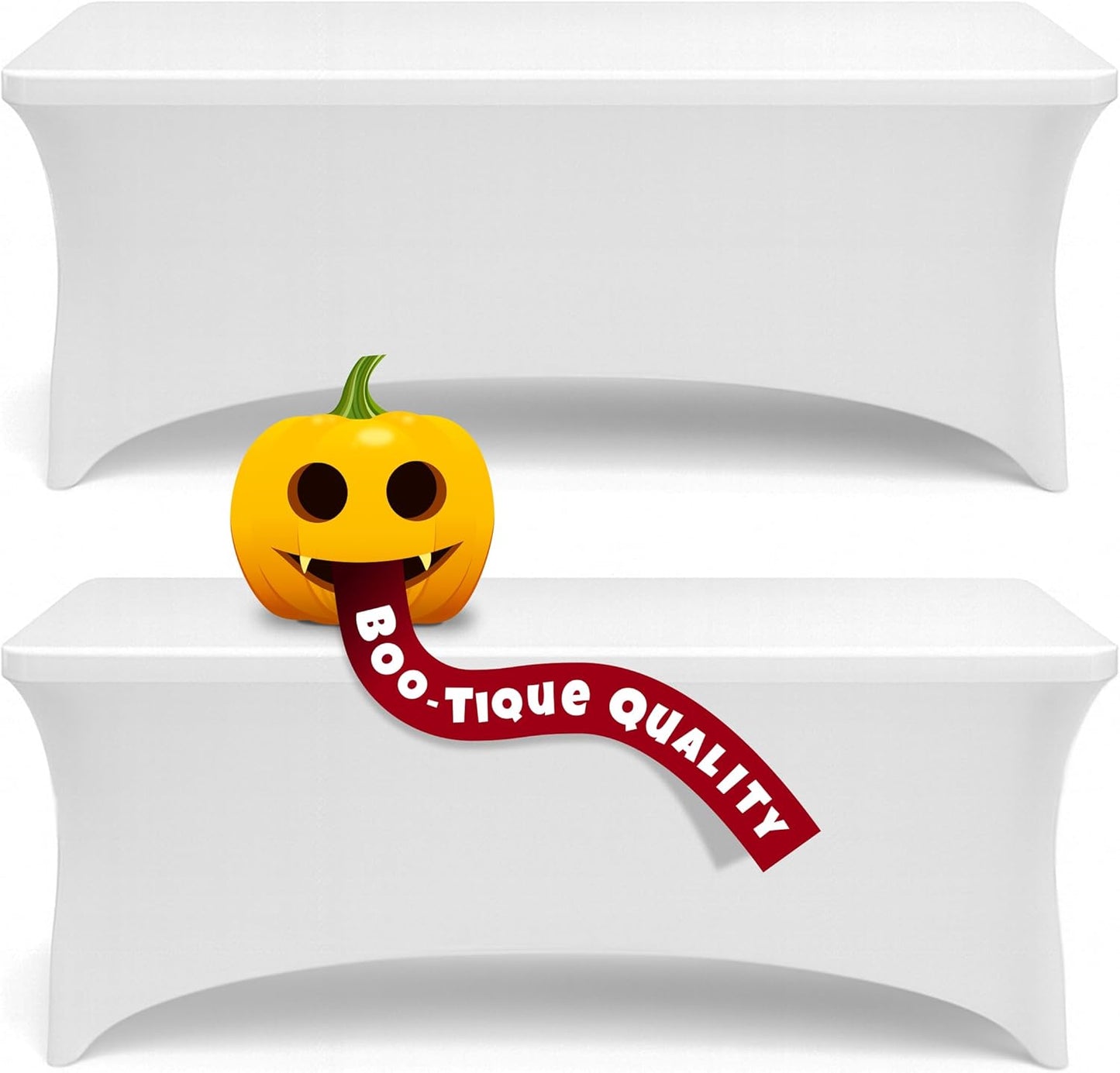 Stretch Spandex Table Covers 6FT, Pack of 2 Fitted Tablecloths for Rectangle Tables, Stretchy Wrinkle Resistant Folding Table Cover, White