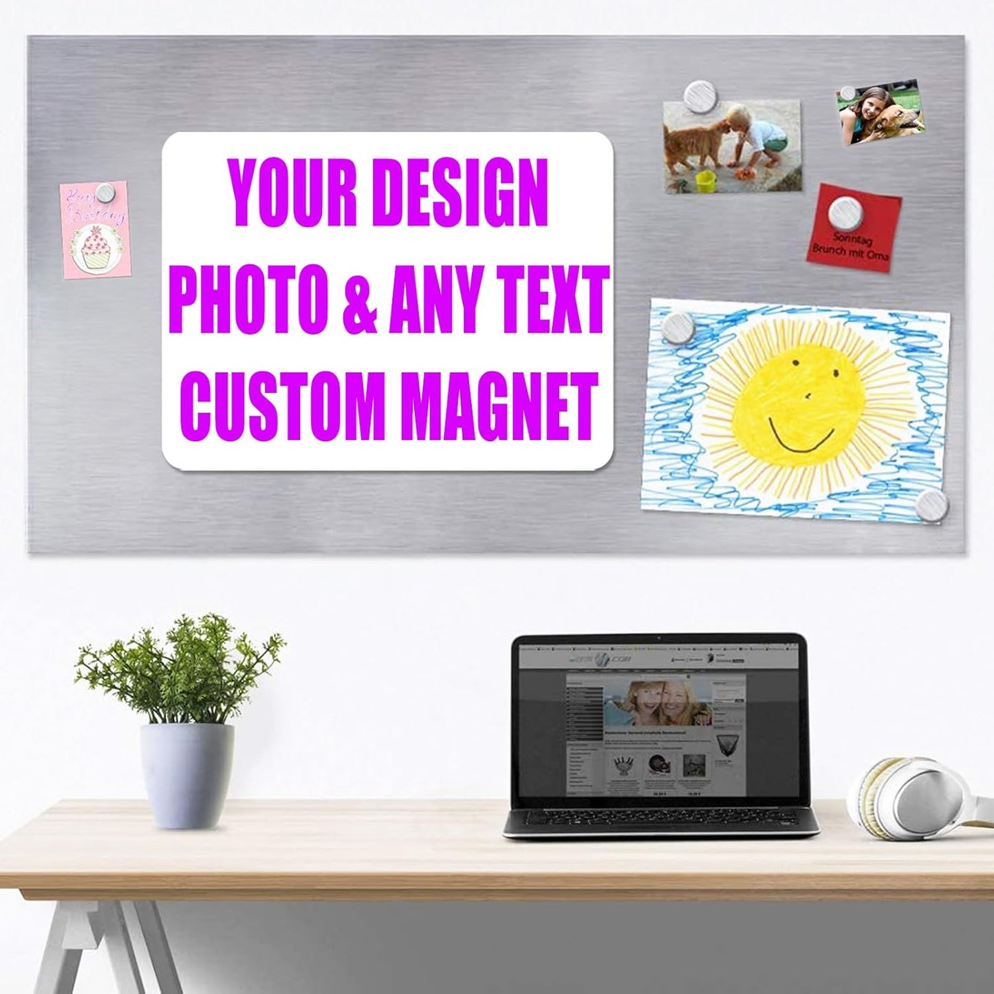 KETABAO – 10" Personalized Car and Refrigerator Triangle Photo Magnets - Create Customized Photo Magnets for The Office and Kitchen