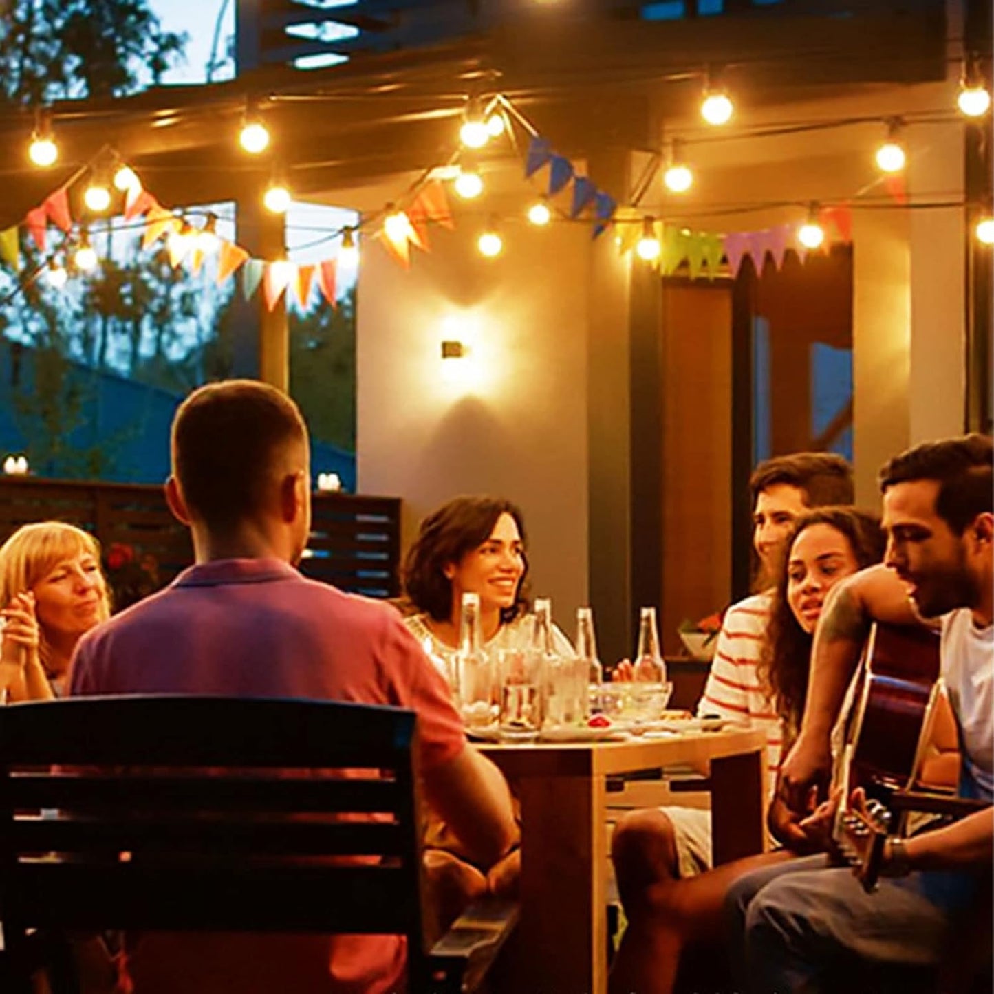 Outdoor String Lights Waterproof, 100FT LED Patio Lights with 53 Shatterproof G40 Globe Bulb(3 Spare), Connectable Dimmable Outside Hanging Lights for Backyard Porch Balcony Gazebo (2x50FT)