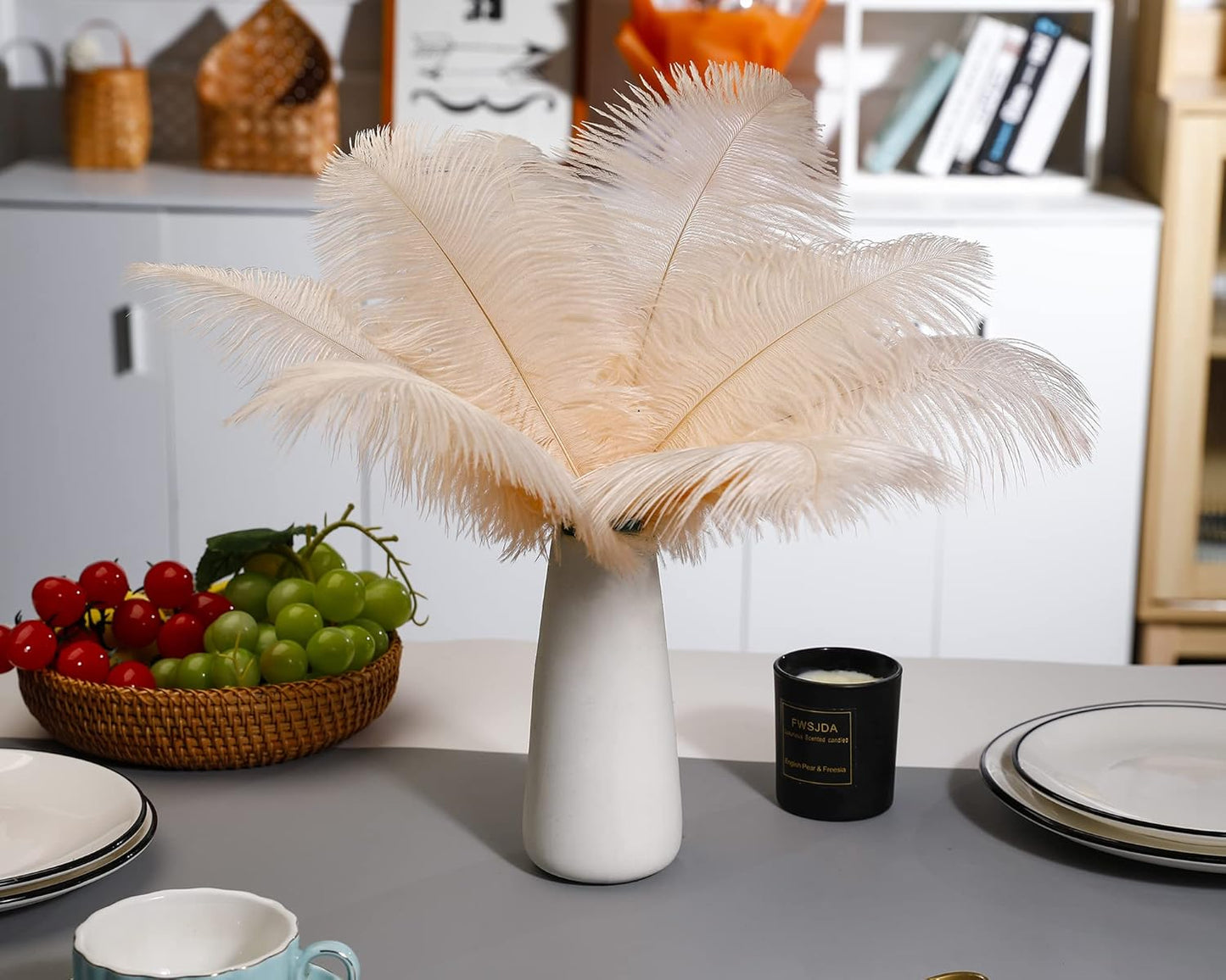 Ballinger Light Salmon Ostrich Feathers - 24pcs 12-14inch Big Feathers for Crafts，Wedding Party Centerpieces and Home Decor